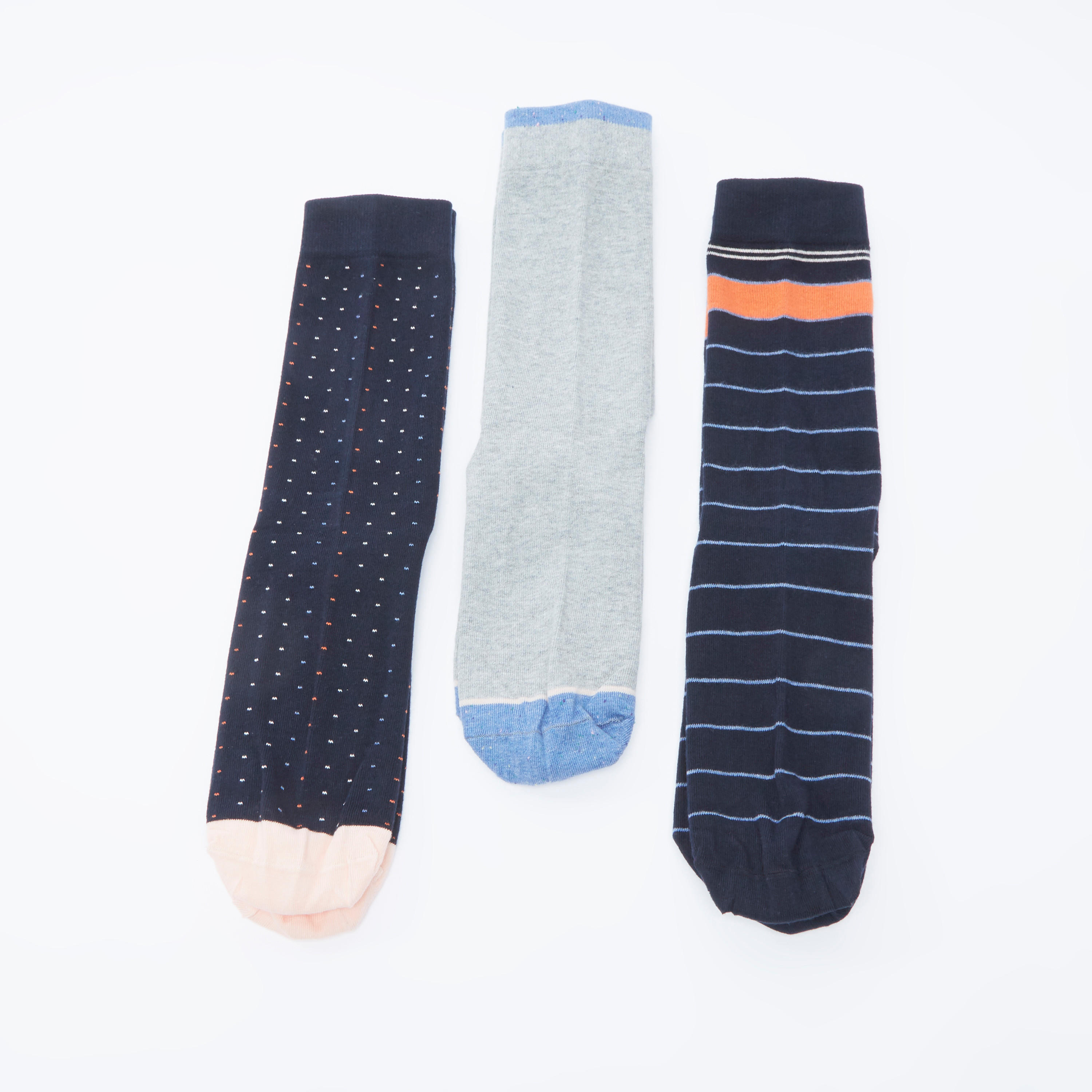 جوارب متنوعة بطول متوسط بحواف أساور - طقم من 3 أزواج-men-socks-image-1