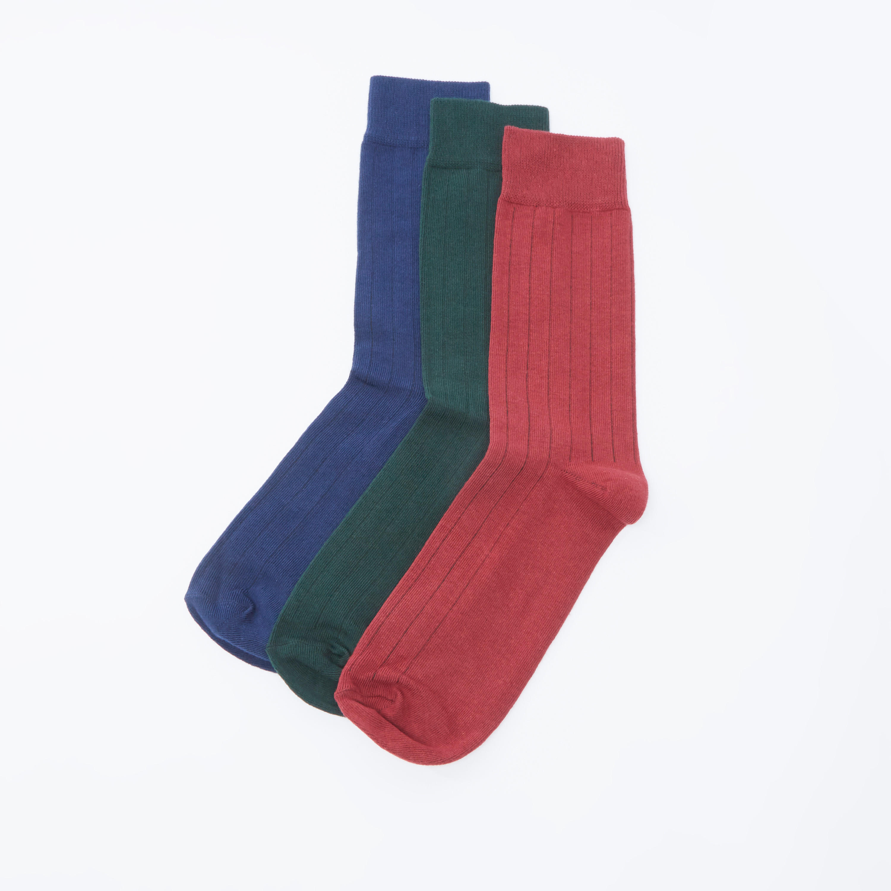 Set of 3 - Plain Crew Length Socks with Cuffed Hem-men-socks-image-1
