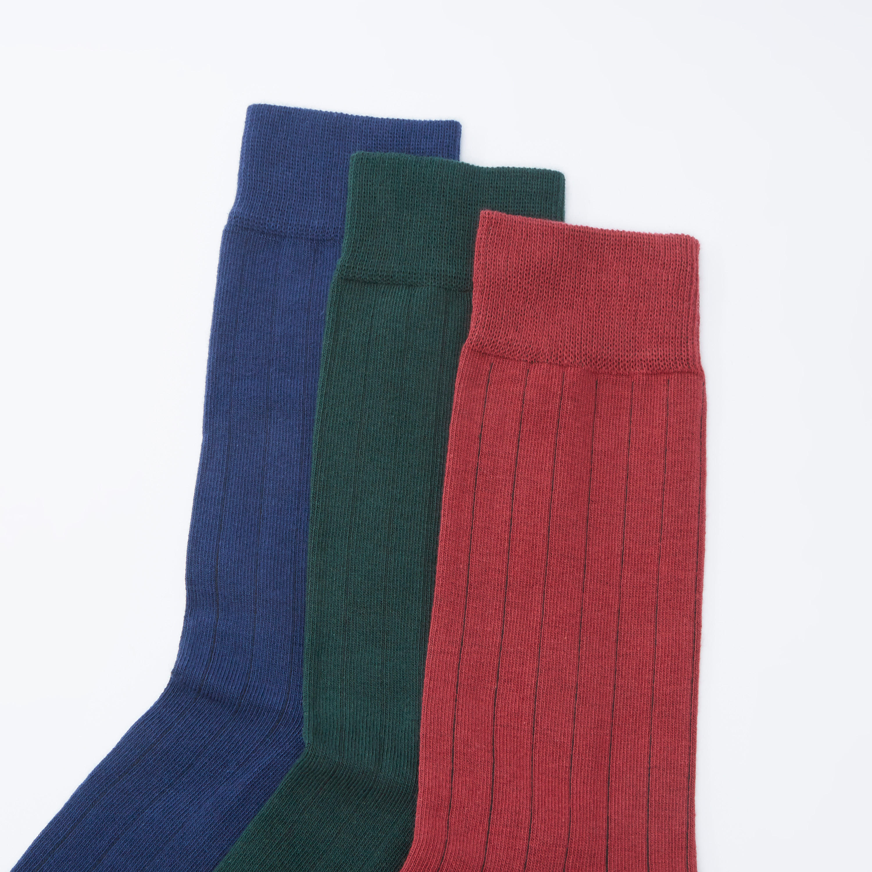 Set of 3 - Plain Crew Length Socks with Cuffed Hem-men-socks-image-2