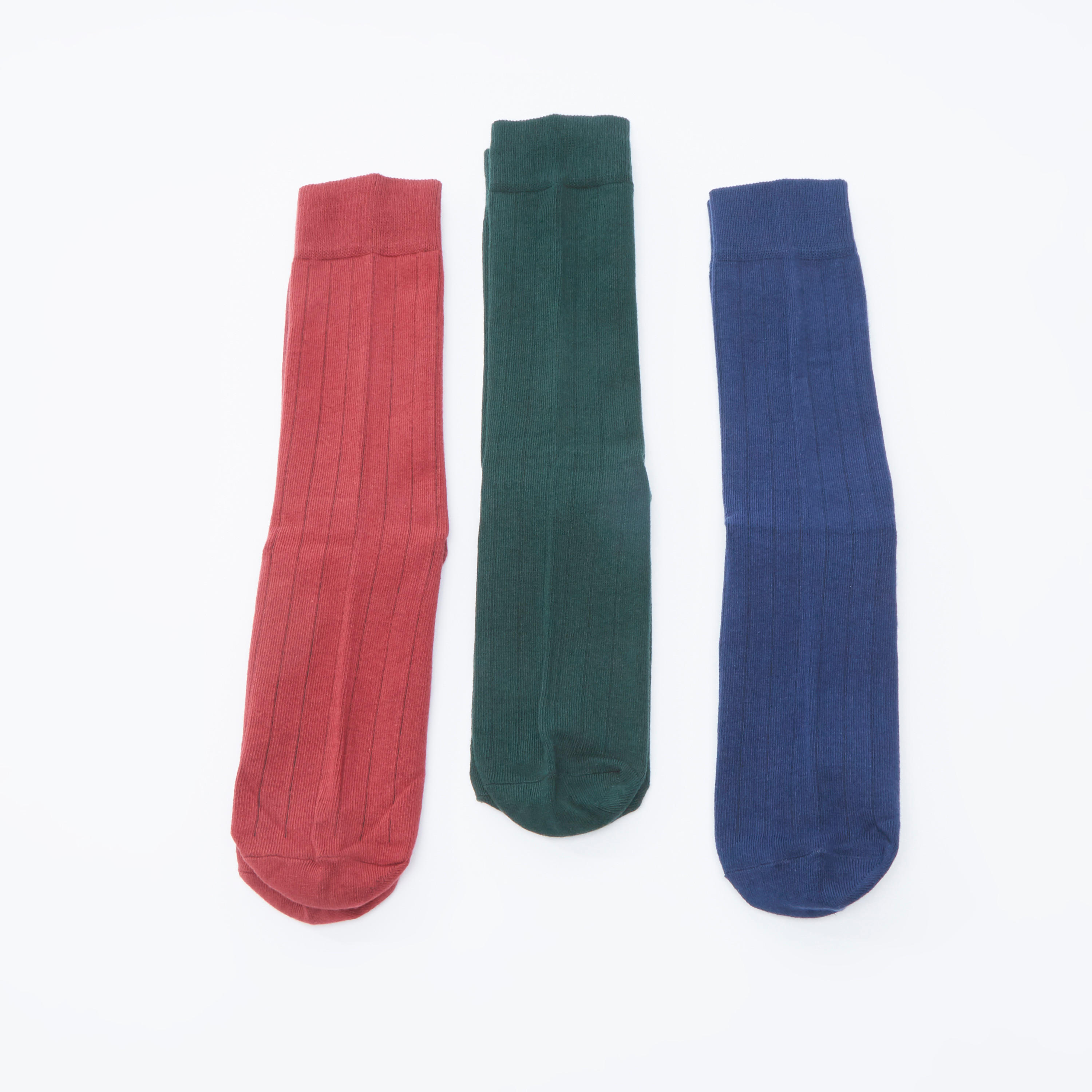 Set of 3 - Plain Crew Length Socks with Cuffed Hem-men-socks-image-3