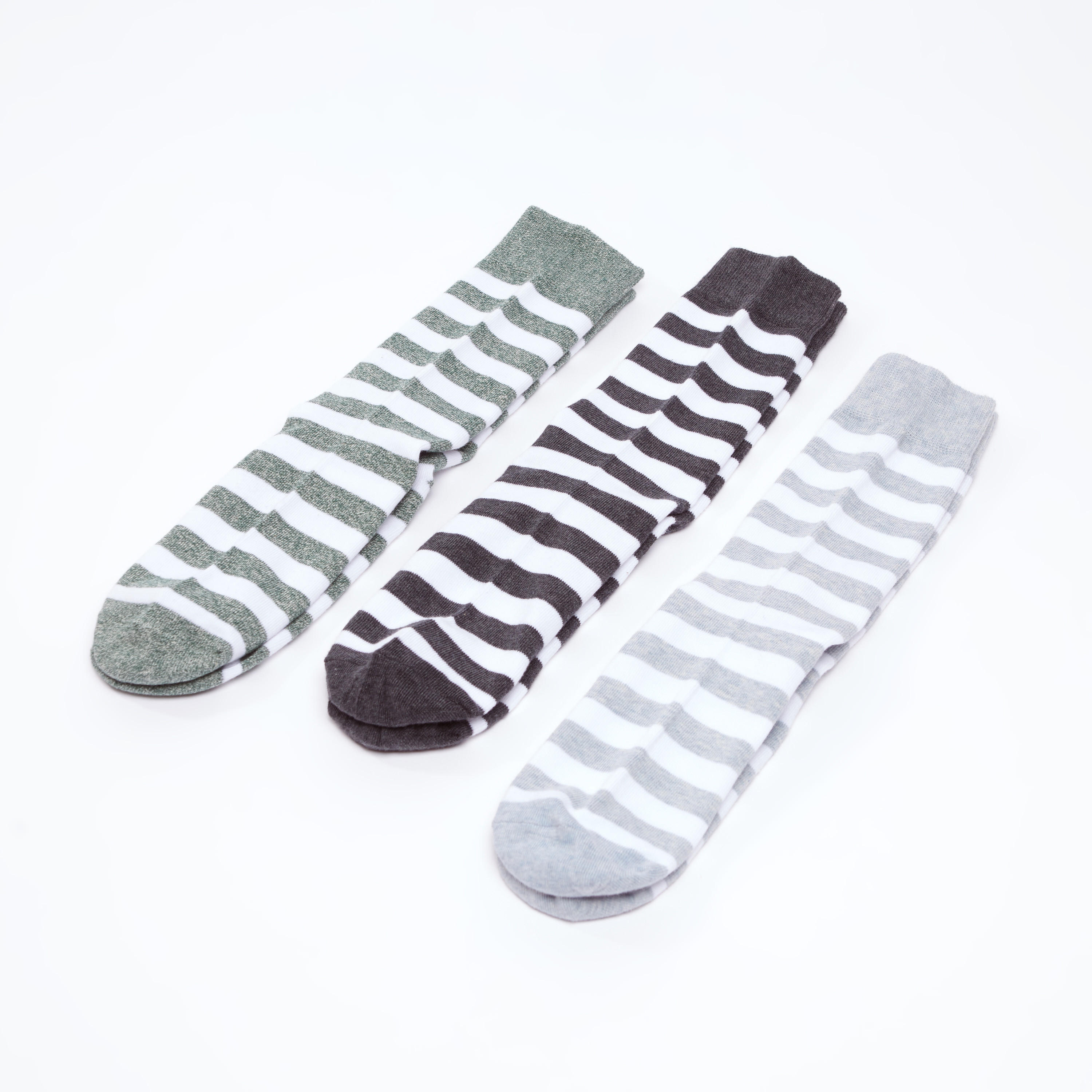 جوارب مقلّمة بطول ربلة الساق بحواف مضلّعة - طقم من 3 أزواج-men-socks-image-3