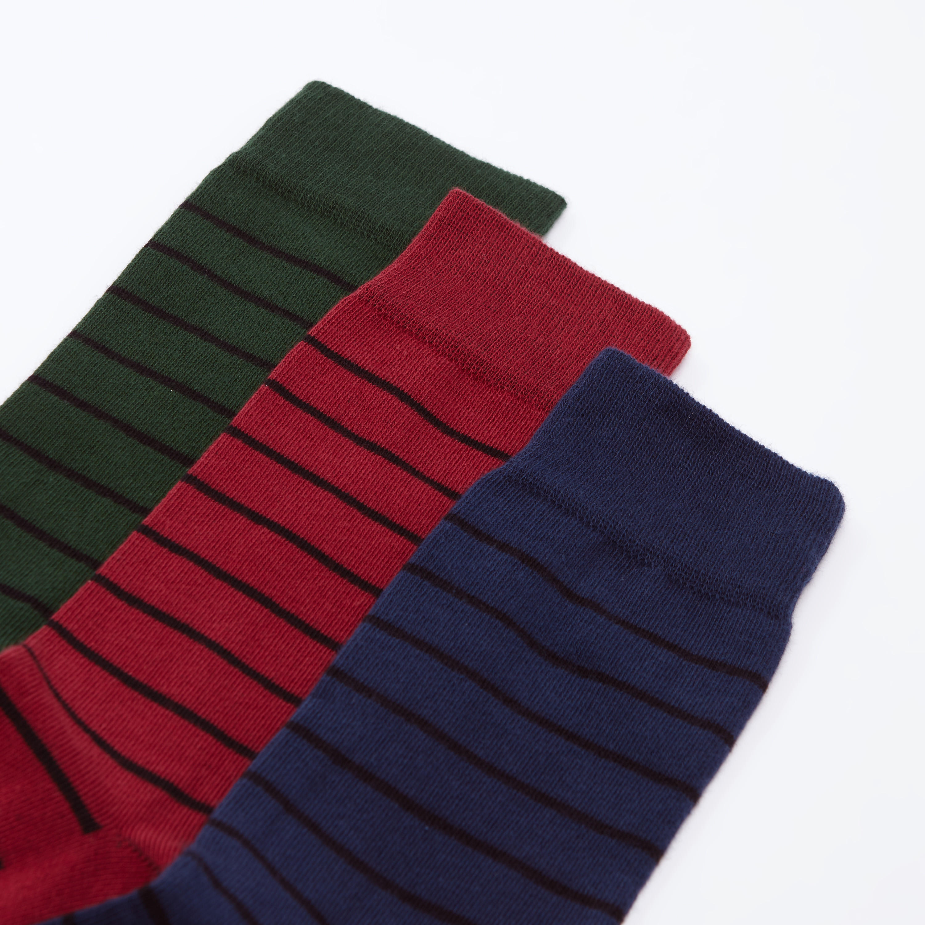 جوارب مقلّمة بطول ربلة الساق بحواف مضلّعة - طقم من 3 أزواج-men-socks-image-2