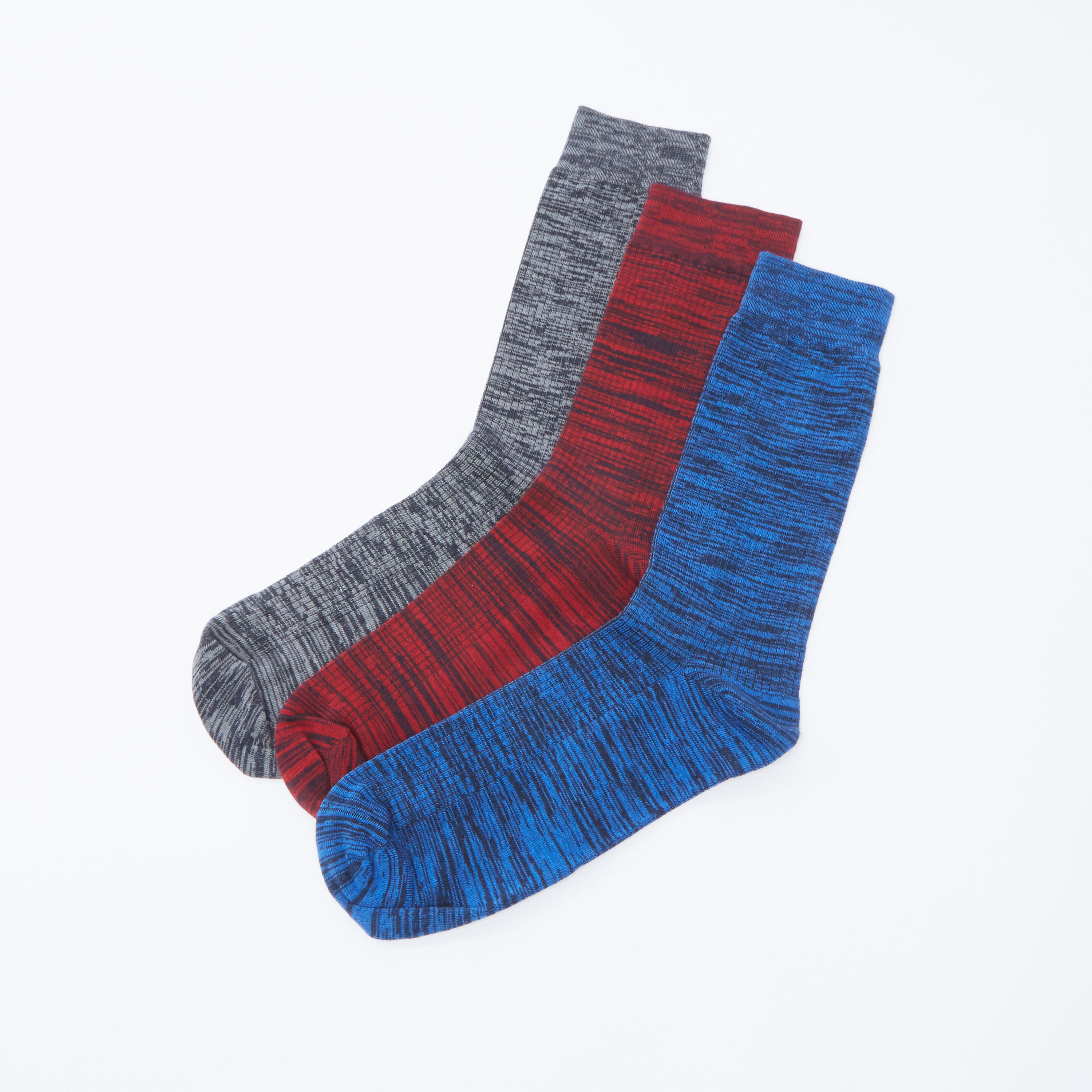 جوارب بارزة الملمس بطول ربلة الساق بحواف أساور - طقم من 3 أزواج-men-socks-image-1