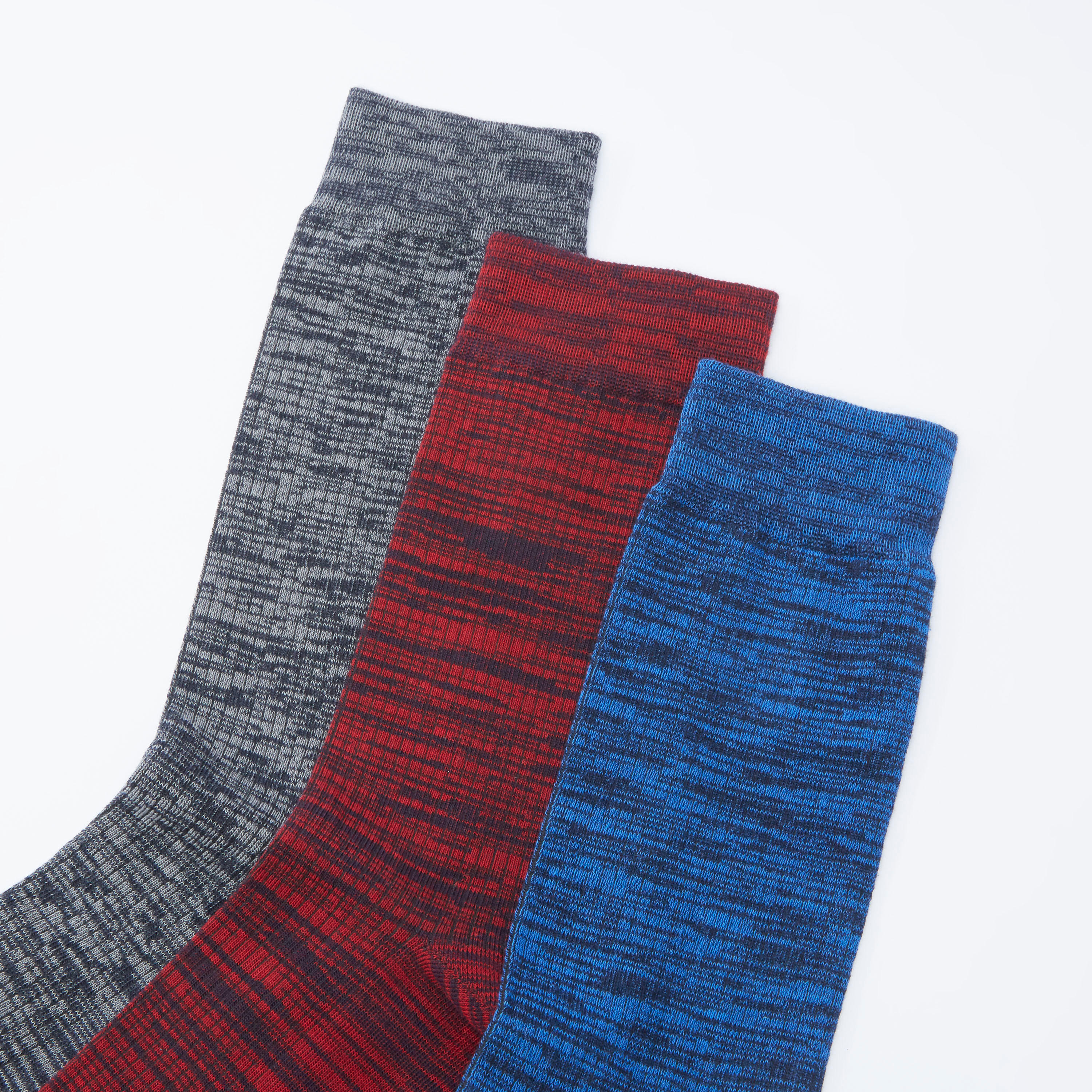 جوارب بارزة الملمس بطول ربلة الساق بحواف أساور - طقم من 3 أزواج-men-socks-image-2