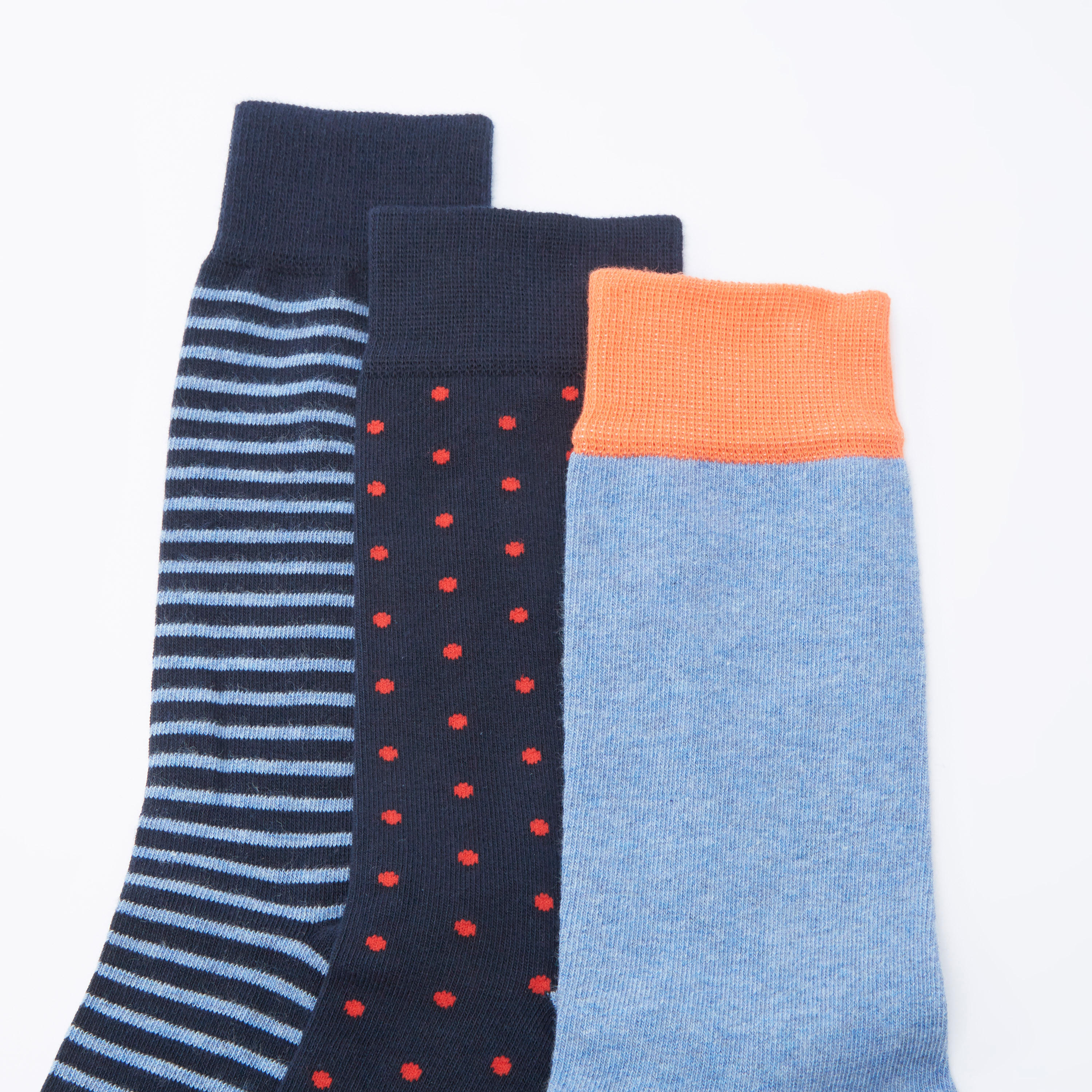 جوارب متنوعة بطول ربلة الساق بحواف أساور - طقم من 3 أزواج-men-socks-image-2