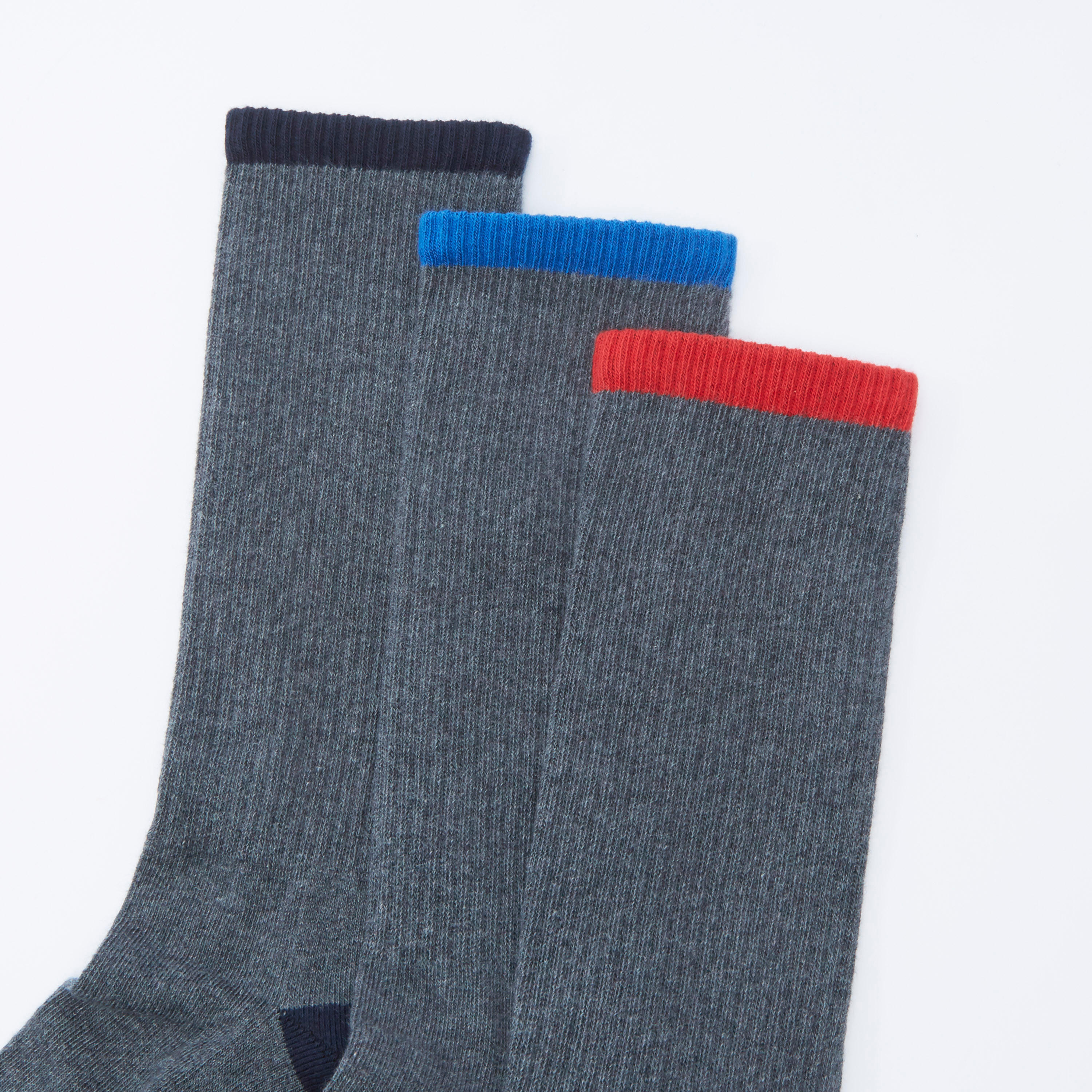 جوارب سادة بطول أعلى الكاحل بحواف أساور - طقم من 3 أزواج-men-socks-image-2