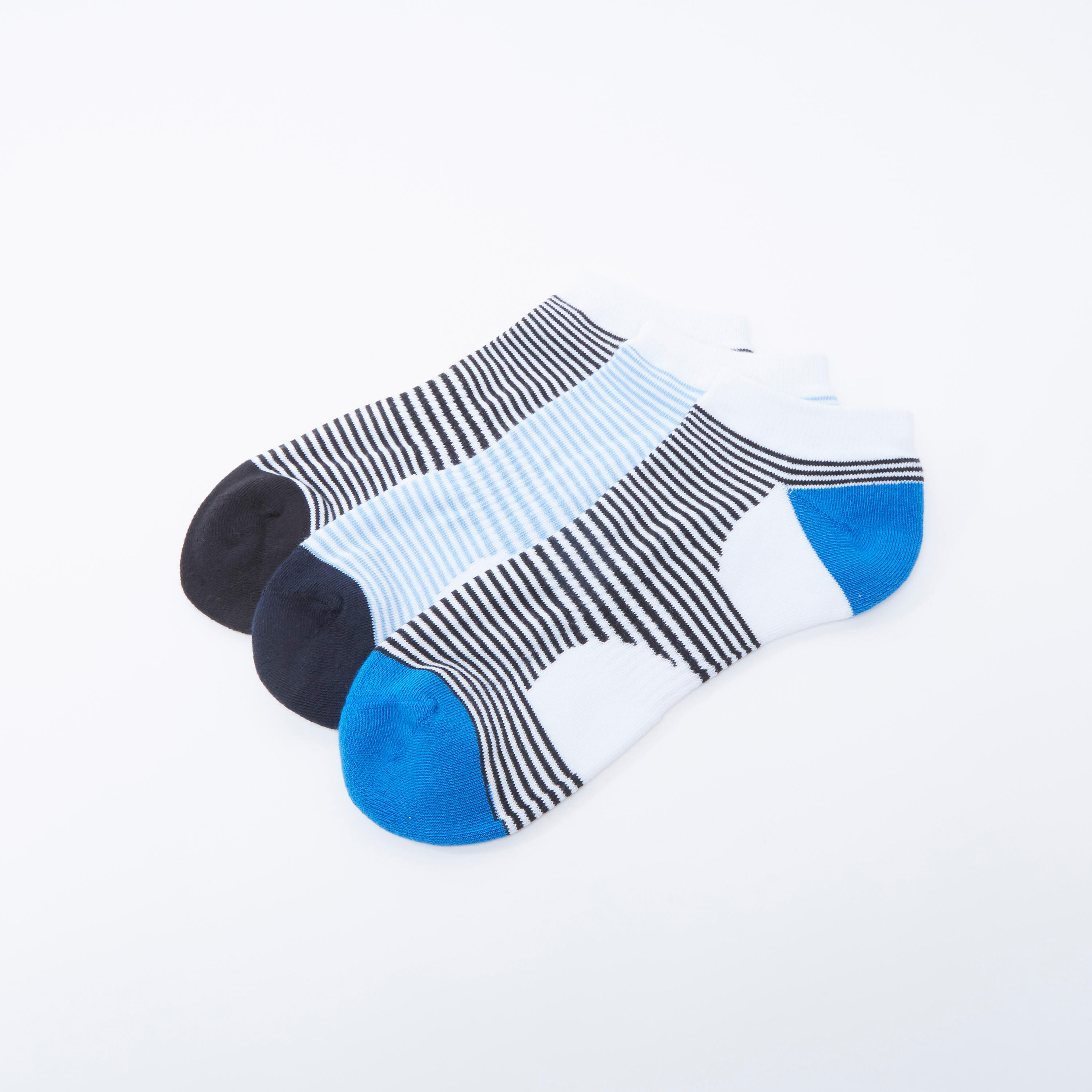 جوارب مقلّمة بطول الكاحل بحوّاف أساور - طقم من 3 أزواج-men-socks-image-1