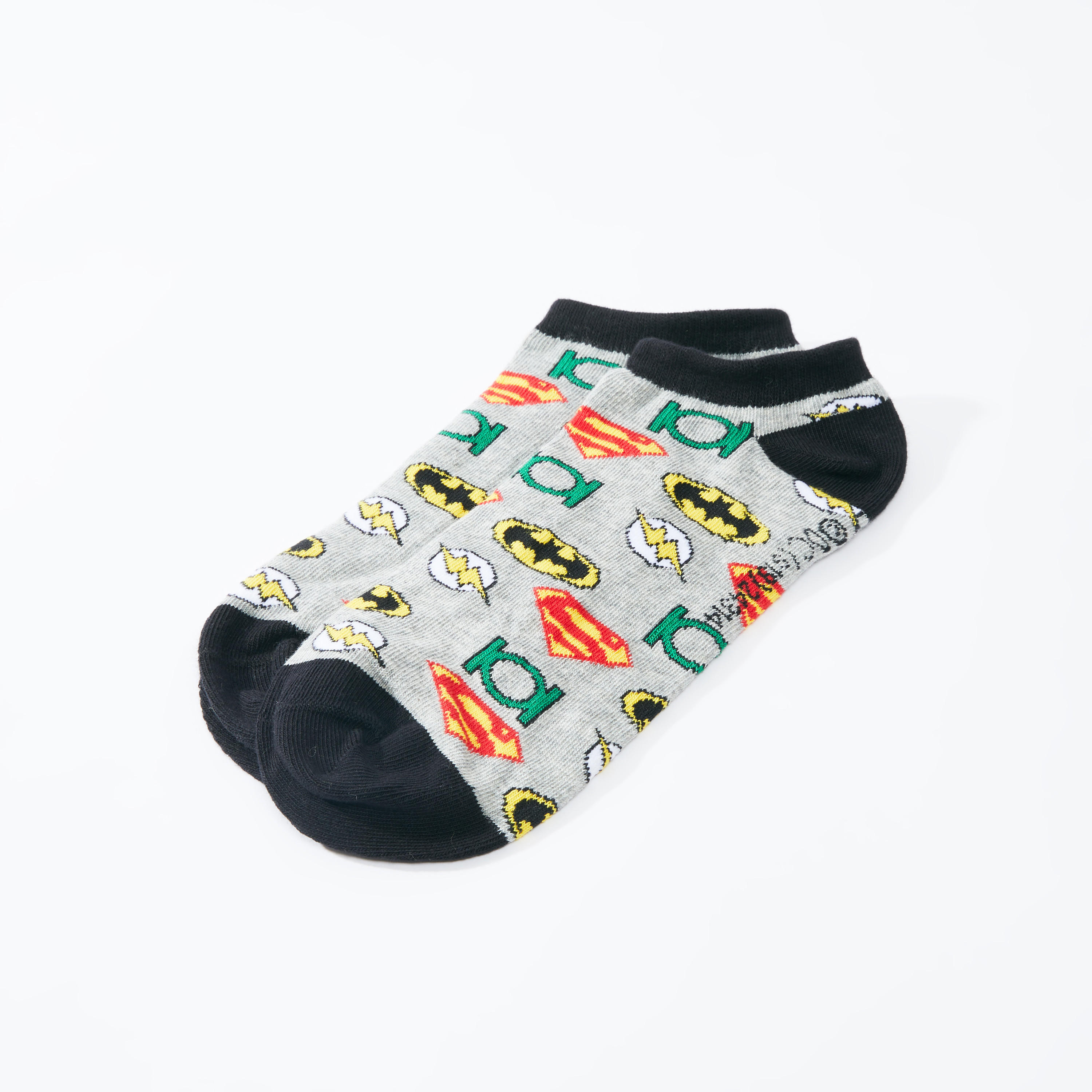 Justice League Printed Ankle Length Socks with Cuffed Hem-men-socks-image-1