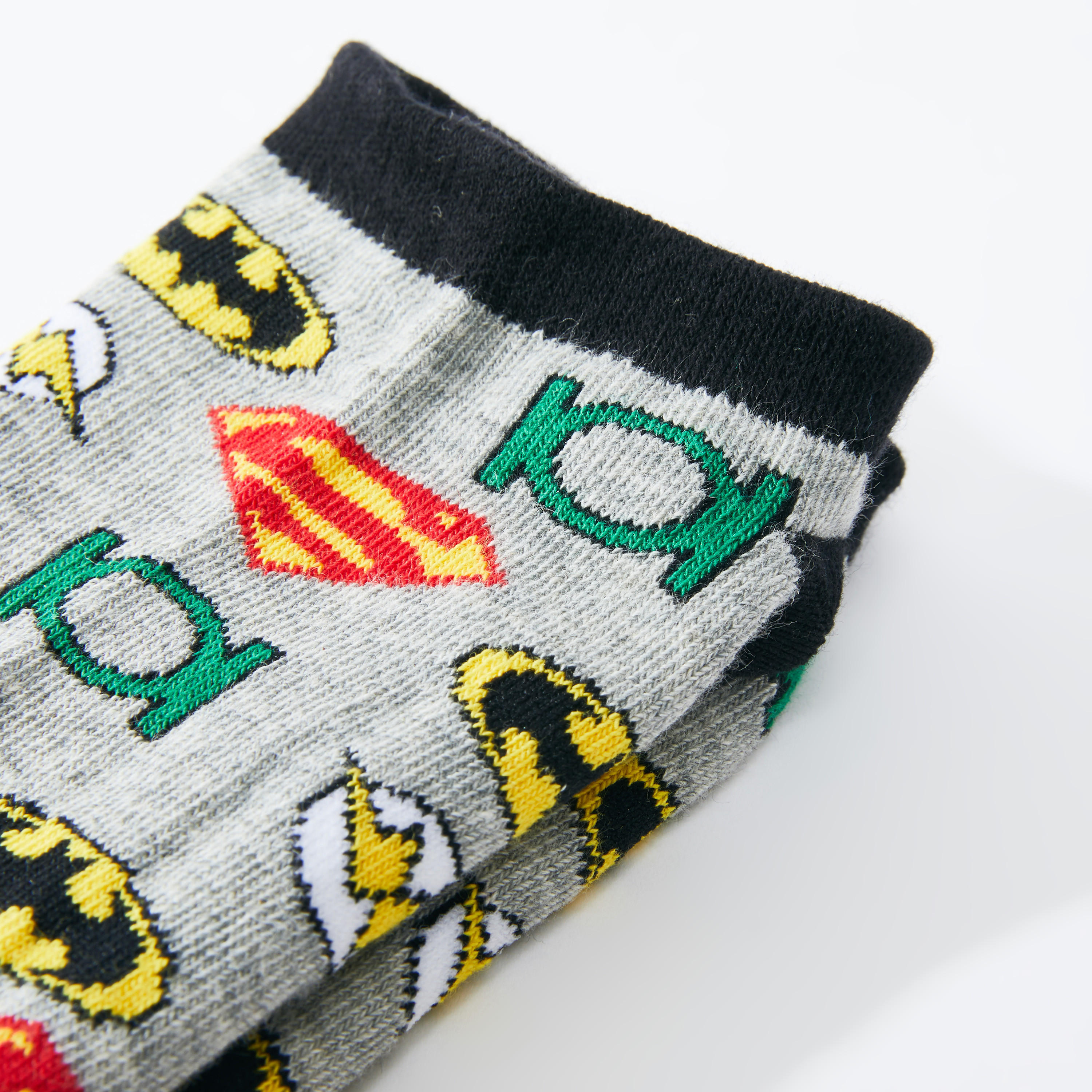 Justice League Printed Ankle Length Socks with Cuffed Hem-men-socks-image-2
