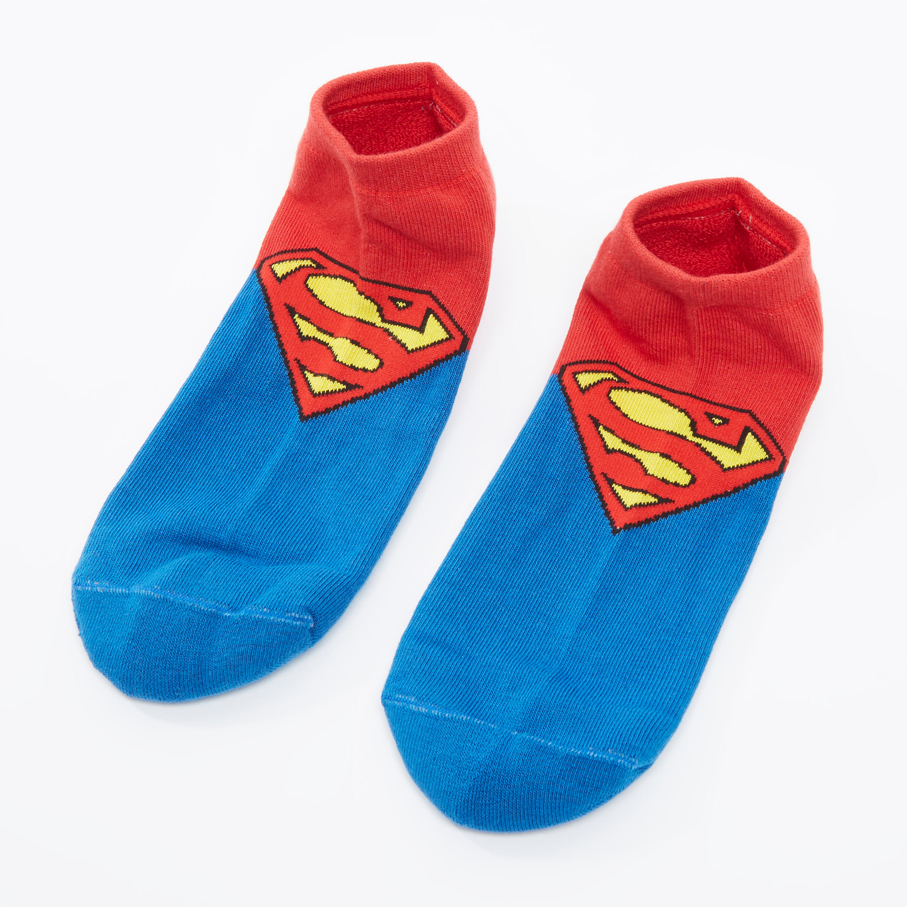 Superman Printed Ankle Length Socks with Cuffed Hem-men-socks-image-1