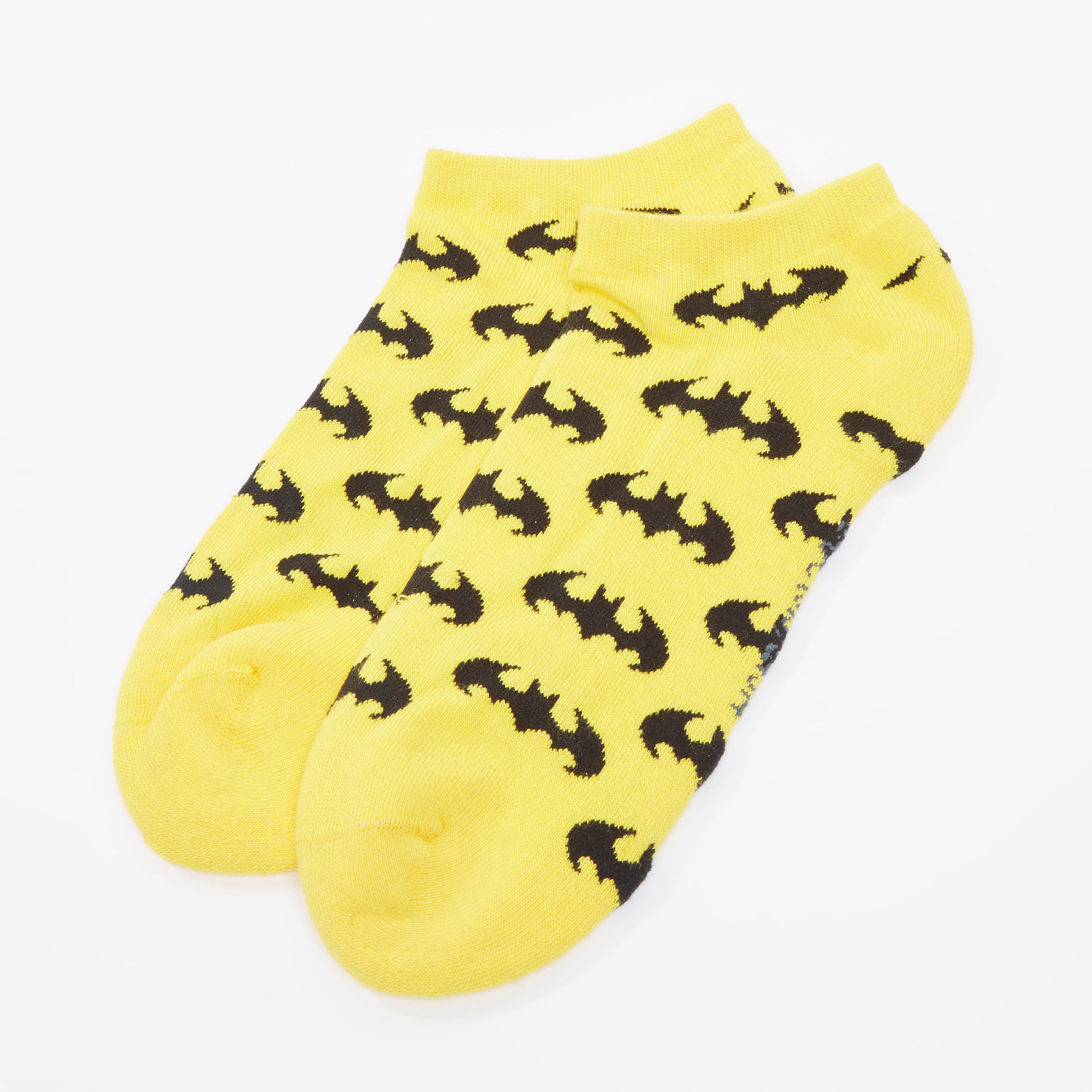 Batman Printed Ankle Length Socks with Cuffed Hem-men-socks-image-1