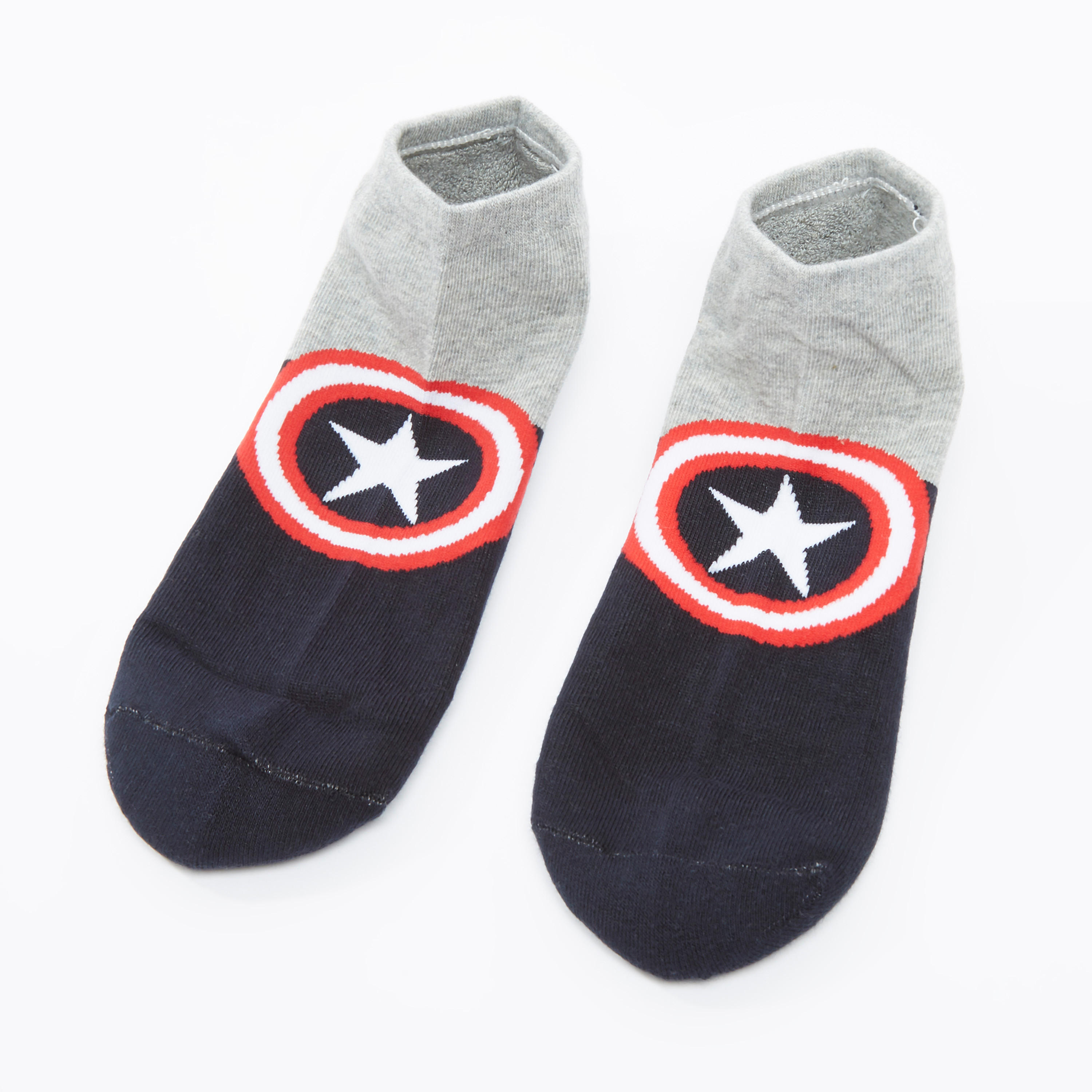 جوارب بطول الكاحل بحوّاف مضلّع وطبعات كابتن أمريكا-men-socks-image-1