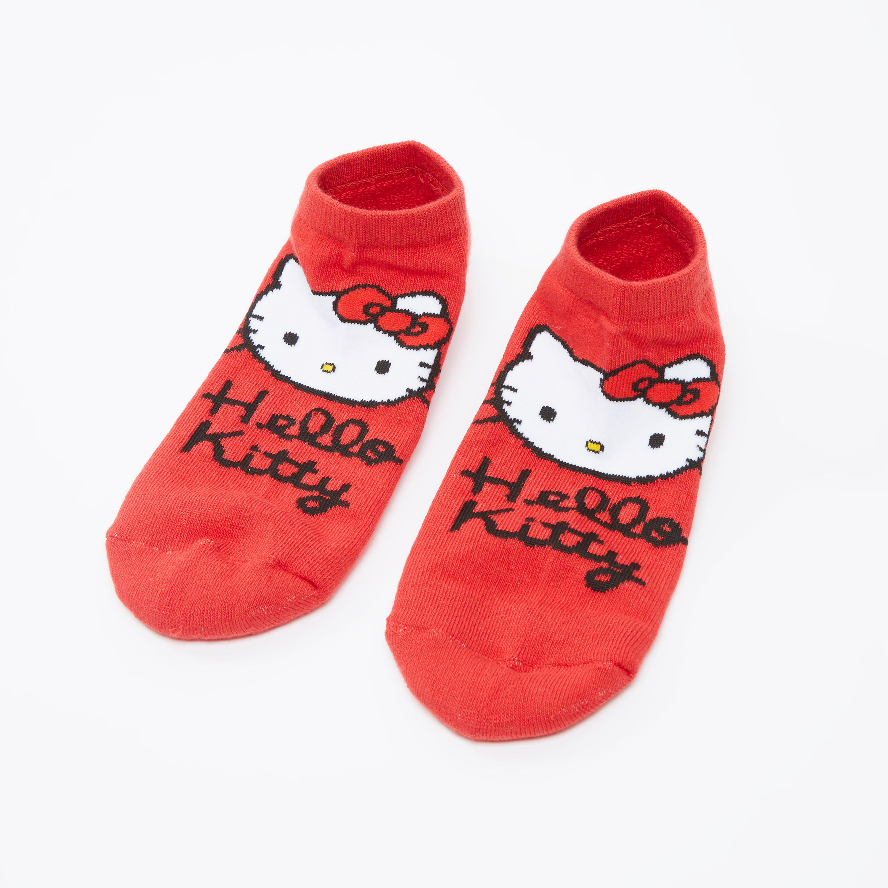 Hello Kitty Embroidered Ankle Length Socks with Cuffed Hem-women-socksandstockings-image-1