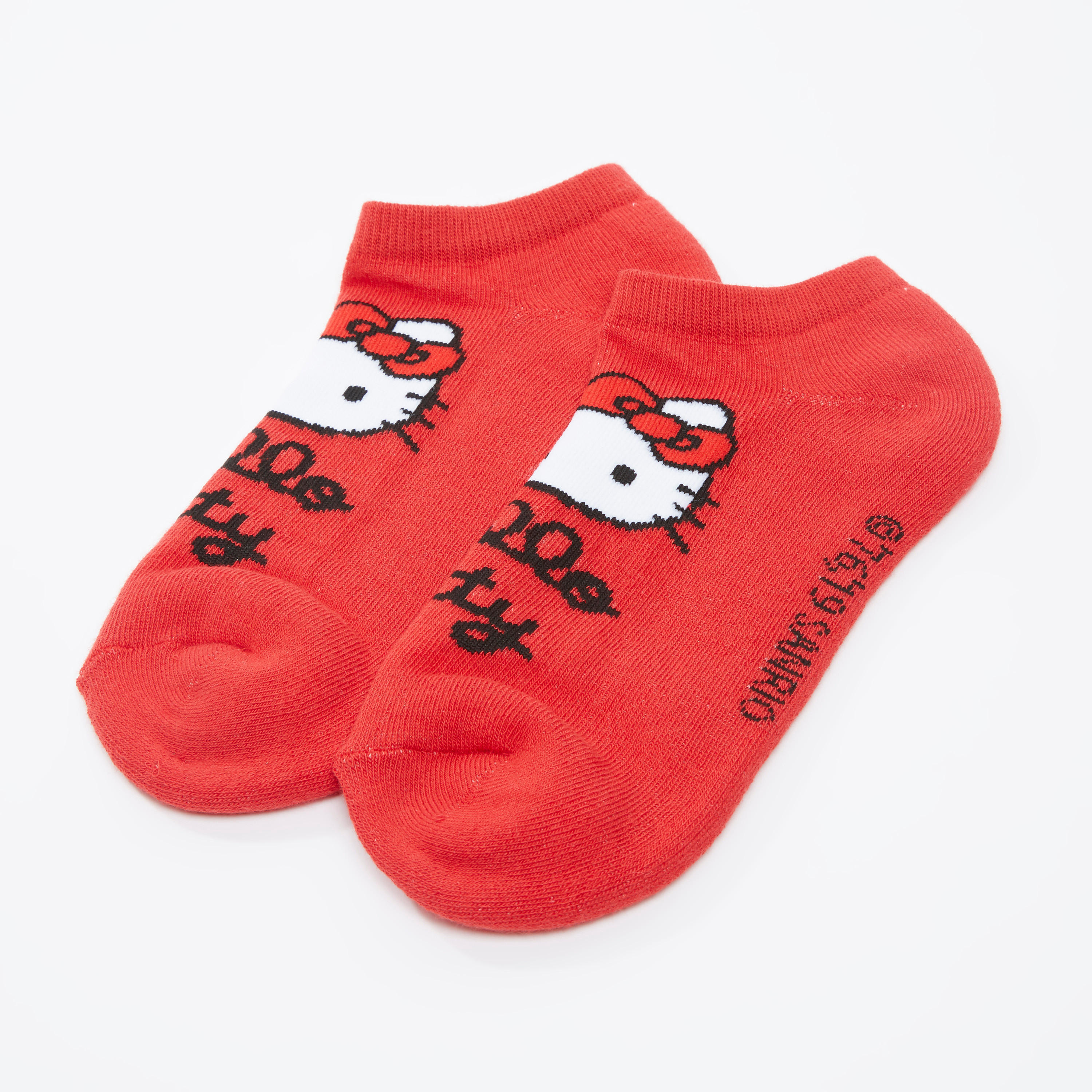 Hello Kitty Embroidered Ankle Length Socks with Cuffed Hem-women-socksandstockings-image-3