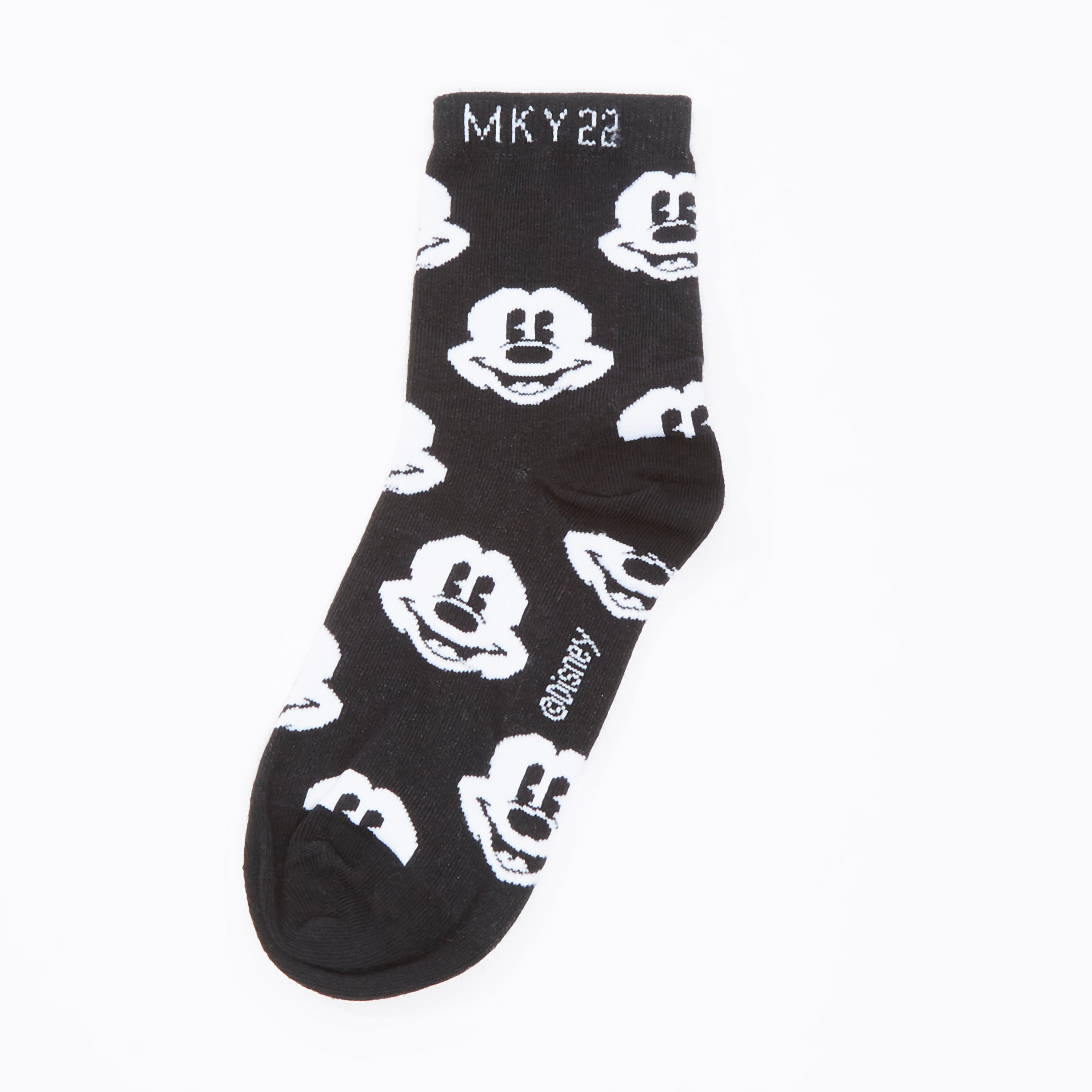 Mickey Mouse Printed Ankle Length Socks with Cuffed Hem-women-socksandstockings-image-1