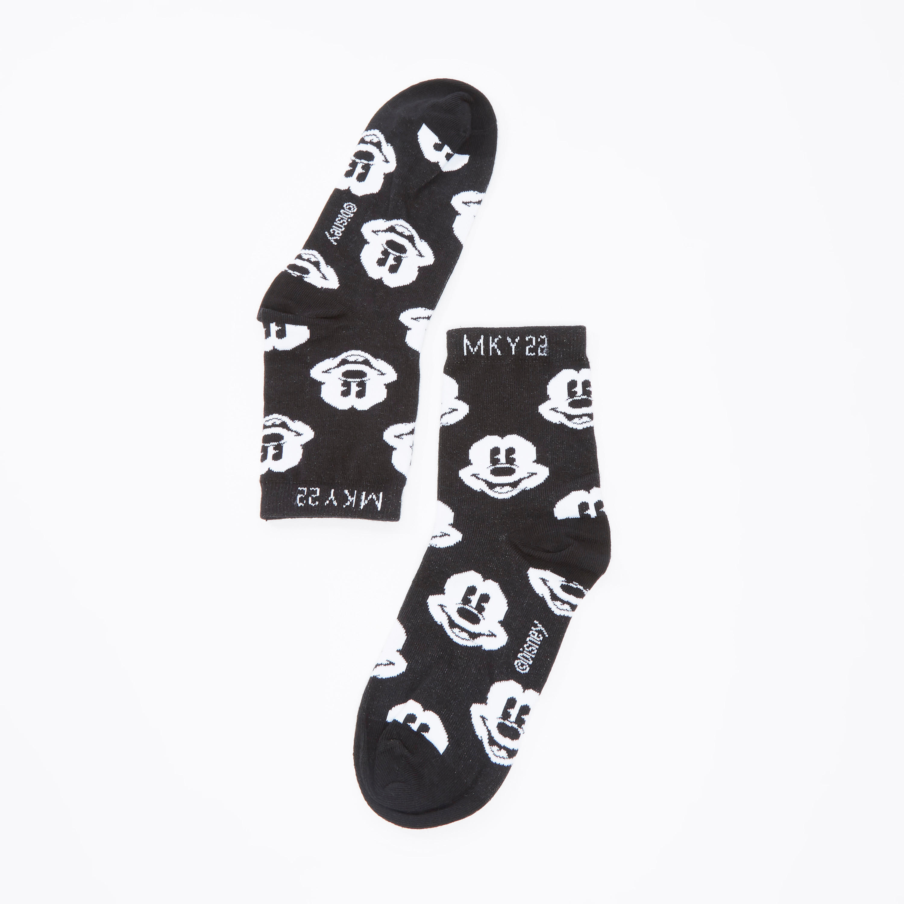 Mickey Mouse Printed Ankle Length Socks with Cuffed Hem-women-socksandstockings-image-3
