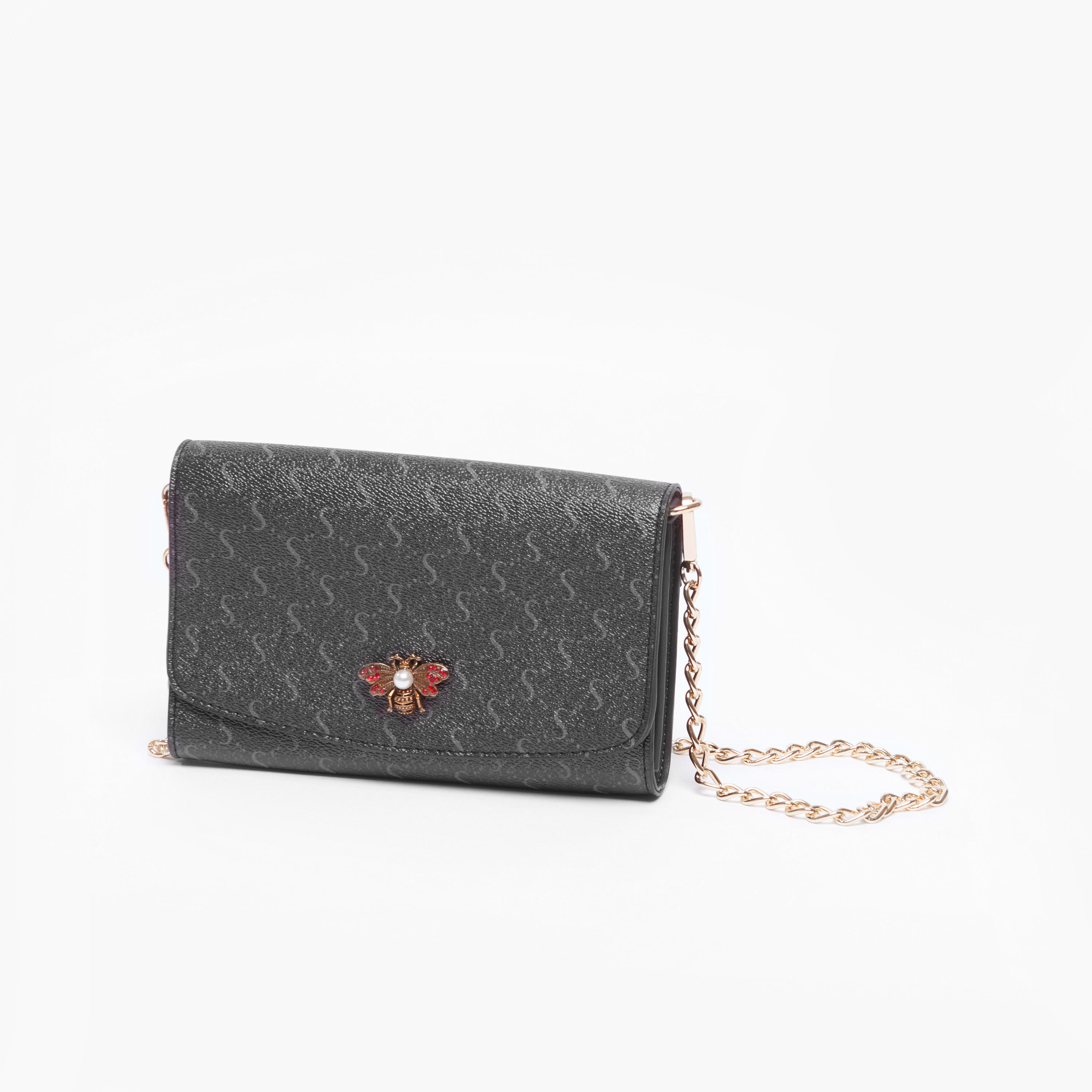 شنطة كروس بودي بارزة الملمس بسلسلة ميتاليك وزر إغلاق مغناطيسي-women-bagsandwallets-handbags-image-1