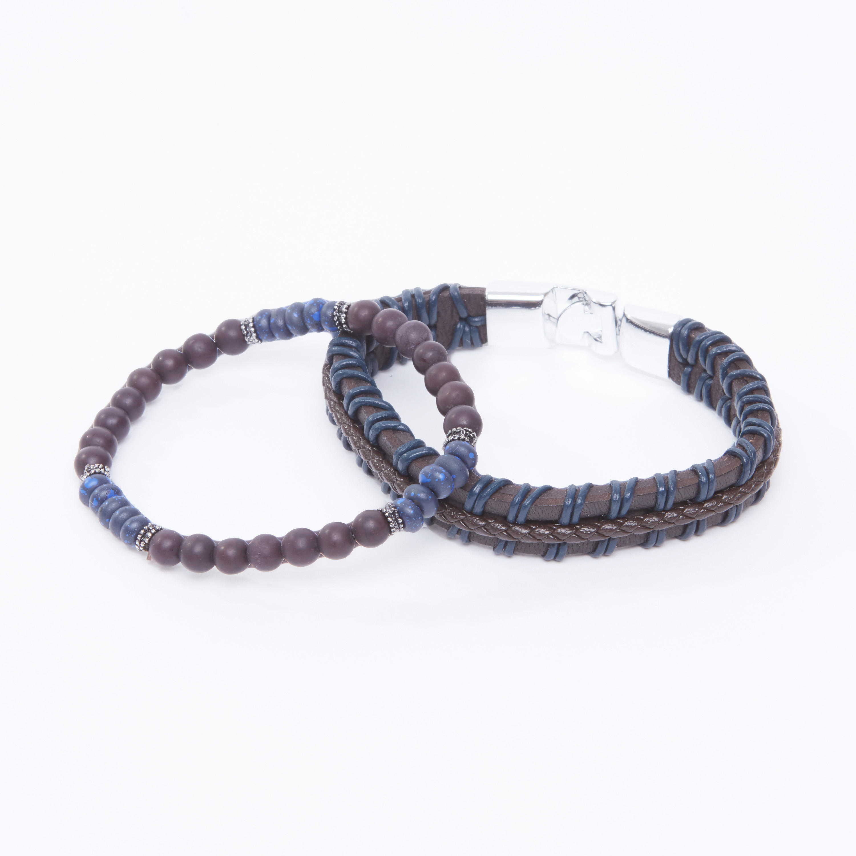 اساور مزينة بالخرز - طقم من قطعتين-men-watchesandjewellery-bracelets-image-3