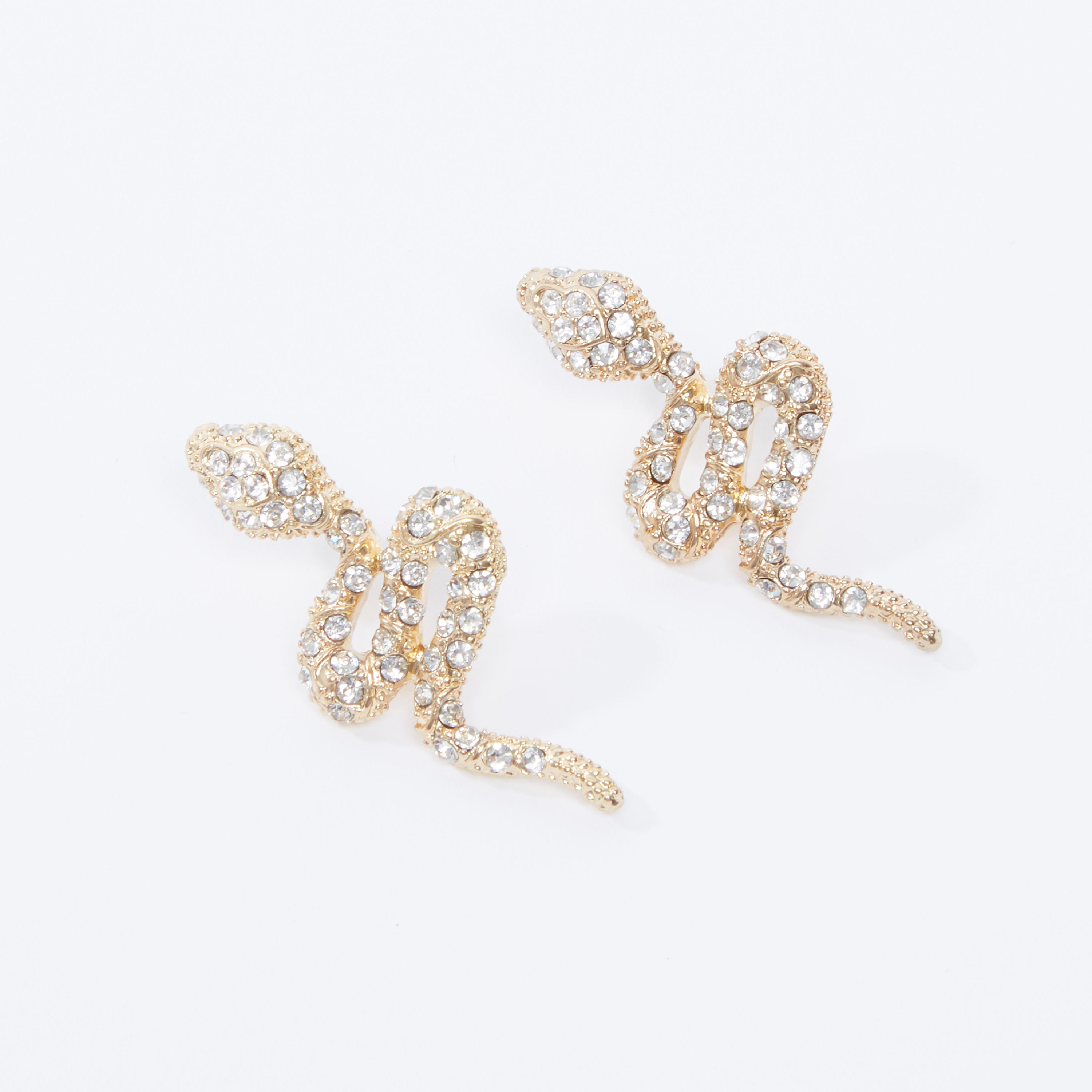 Studded Snake Shape Dangling Earrings with Pushback Closure-women-watchesandjewellery-jewellery-earrings-image-1
