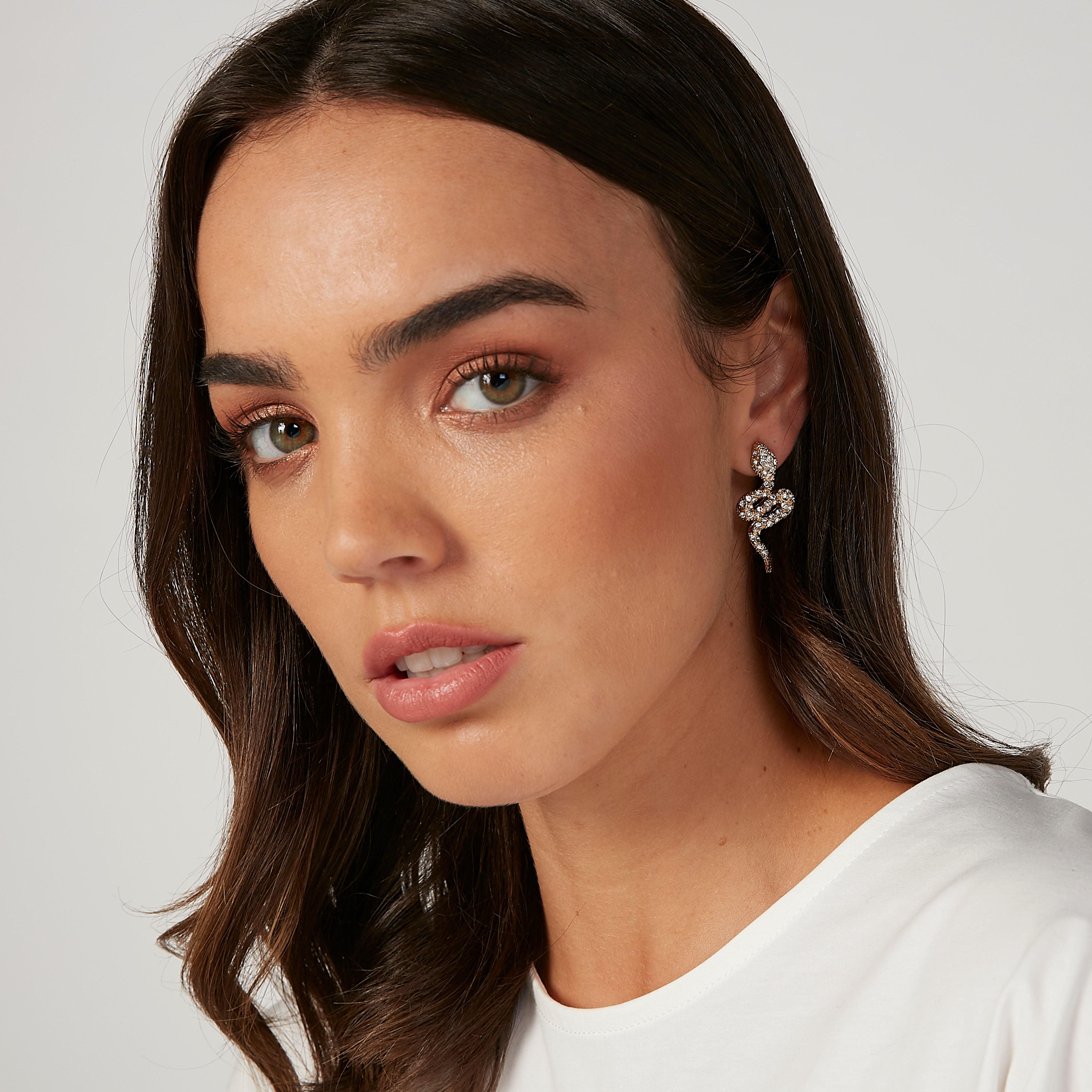 Studded Snake Shape Dangling Earrings with Pushback Closure-women-watchesandjewellery-jewellery-earrings-image-2