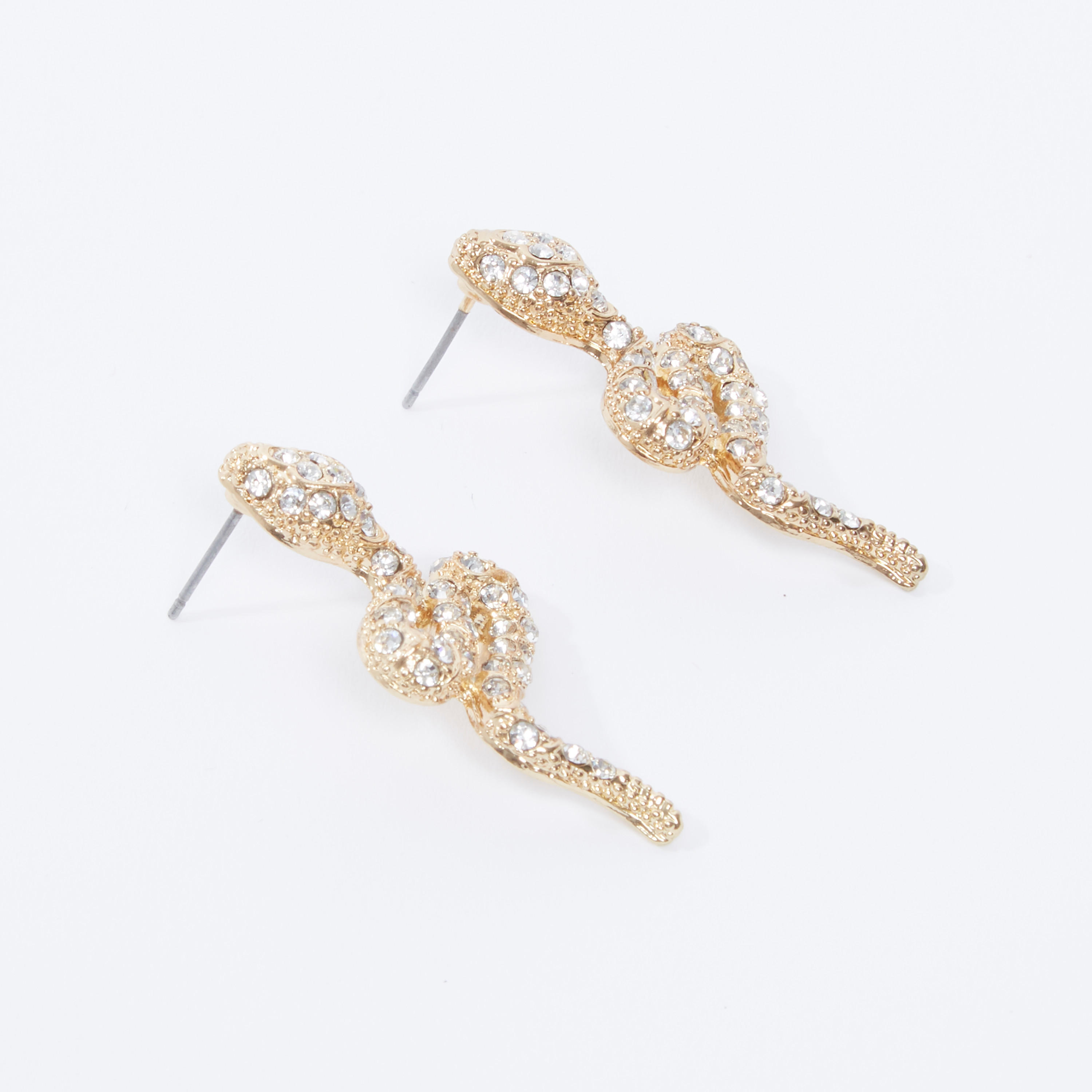 Studded Snake Shape Dangling Earrings with Pushback Closure-women-watchesandjewellery-jewellery-earrings-image-4