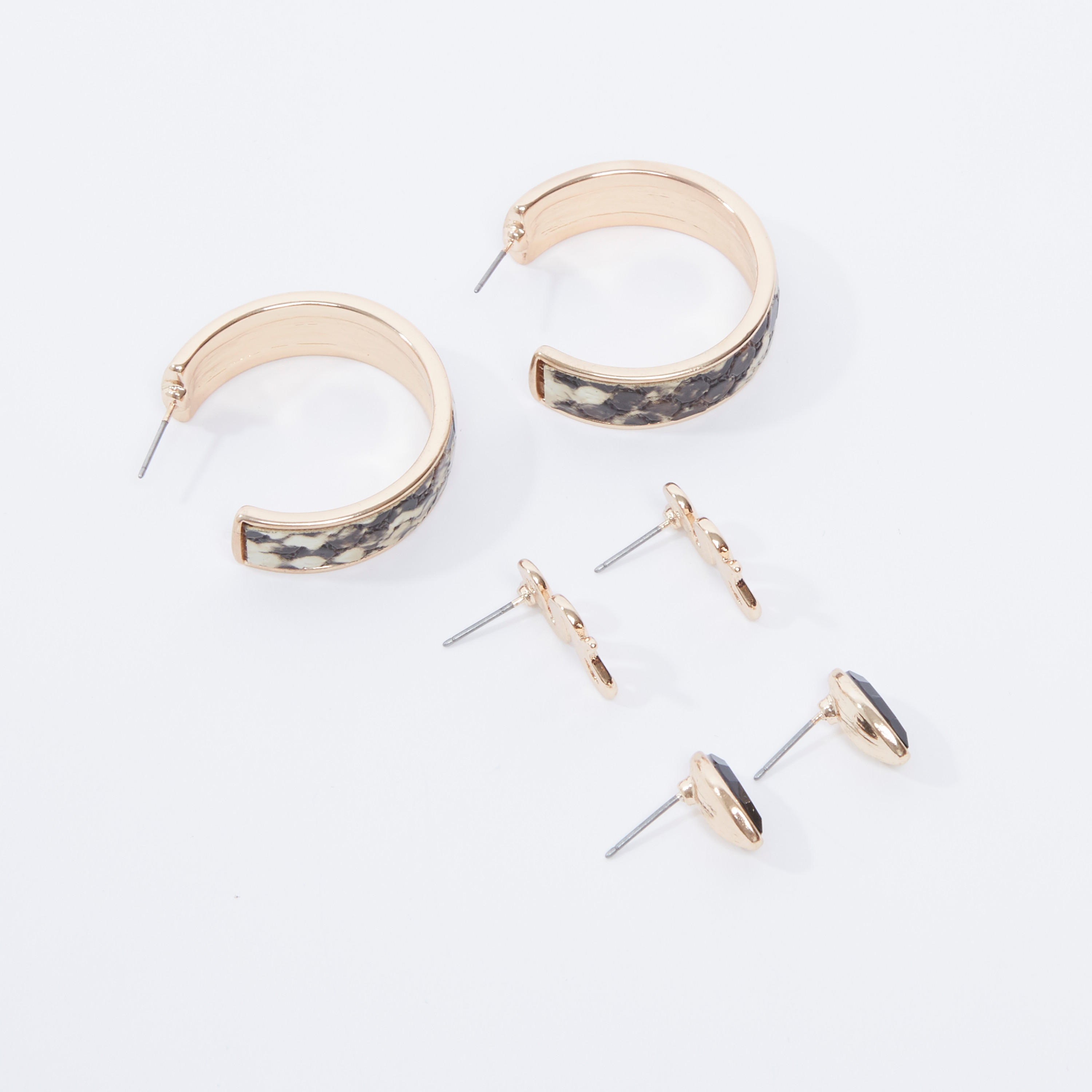 حلقان متنوعة بمكبس إغلاق - طقم من 3 أزواج-women-watchesandjewellery-jewellery-earrings-image-4