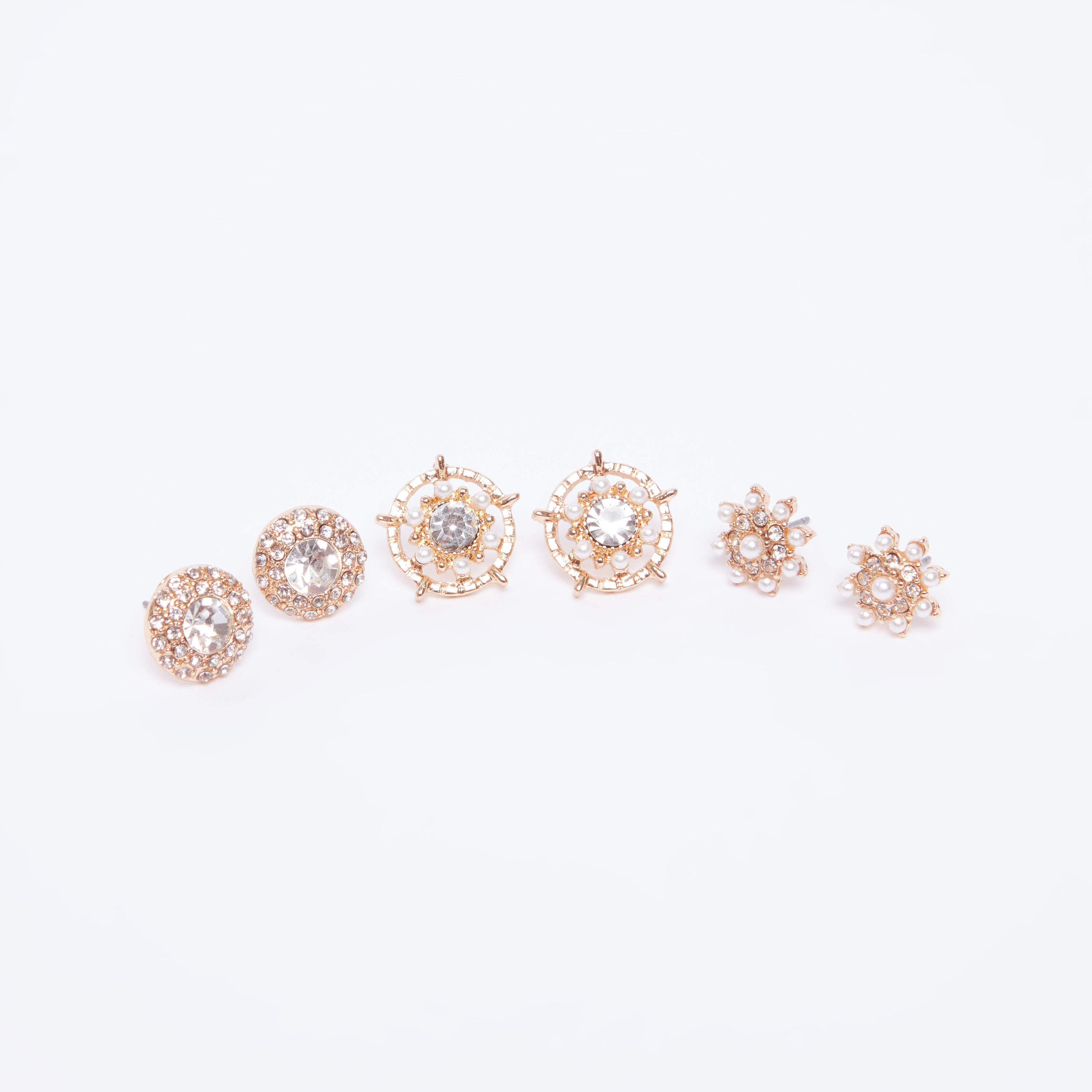 حلقان مرصّعة بمكبس إغلاق - طقم من 3 أزواج-women-watchesandjewellery-jewellery-earrings-image-1