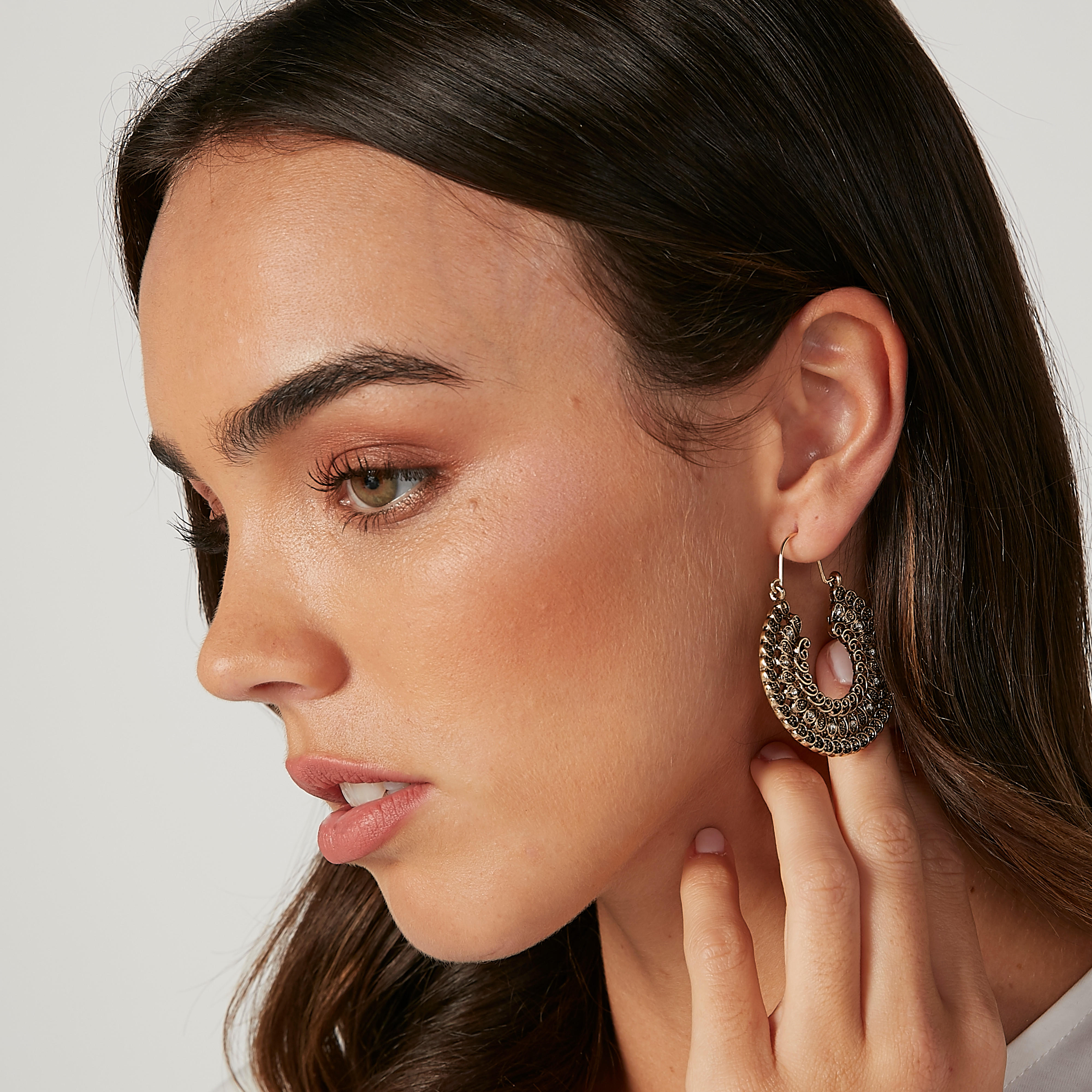 Set of 3 - Embellished Hooped Earrings-women-watchesandjewellery-jewellery-earrings-image-2