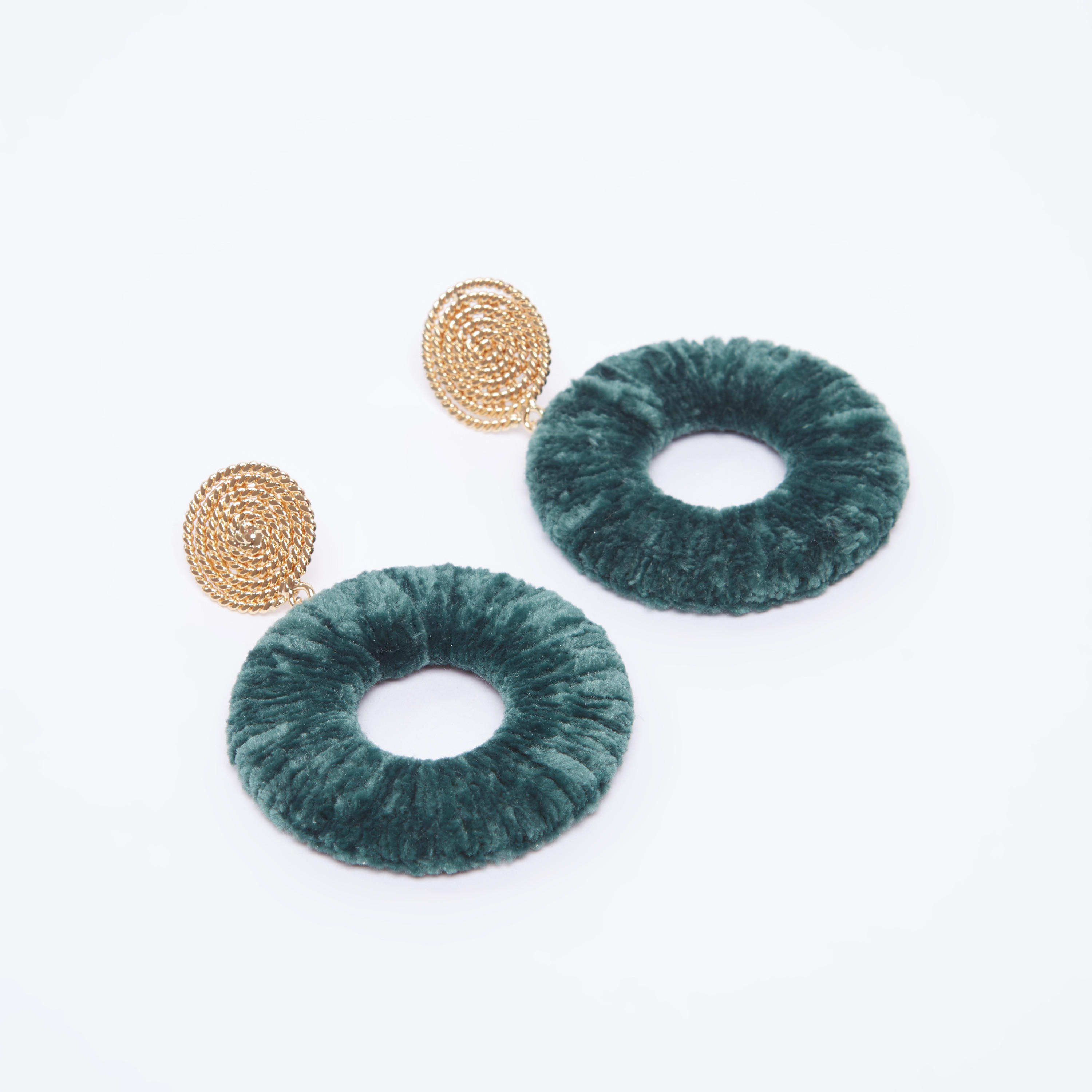 حلقان بدلّاية مستديرة بارزة الملمس ومكبس إغلاق-women-watchesandjewellery-jewellery-earrings-image-3