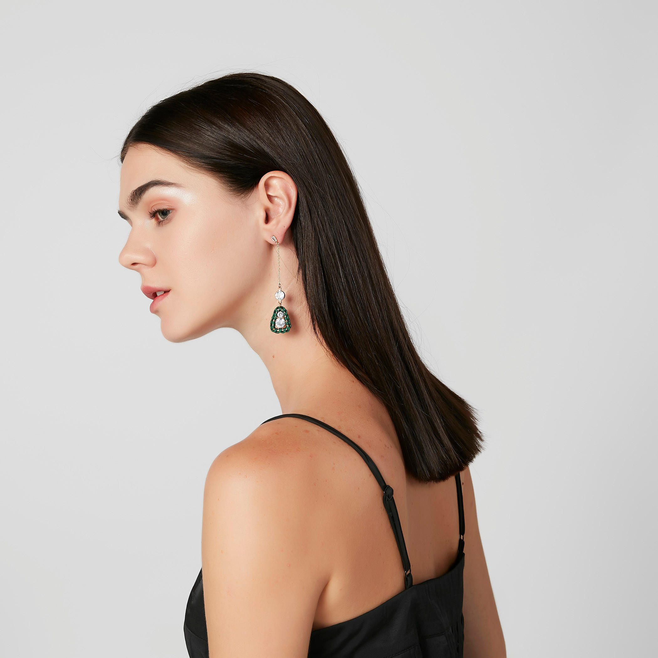 Studded Dangling Earrings with Pushback Closure-women-watchesandjewellery-jewellery-earrings-image-2