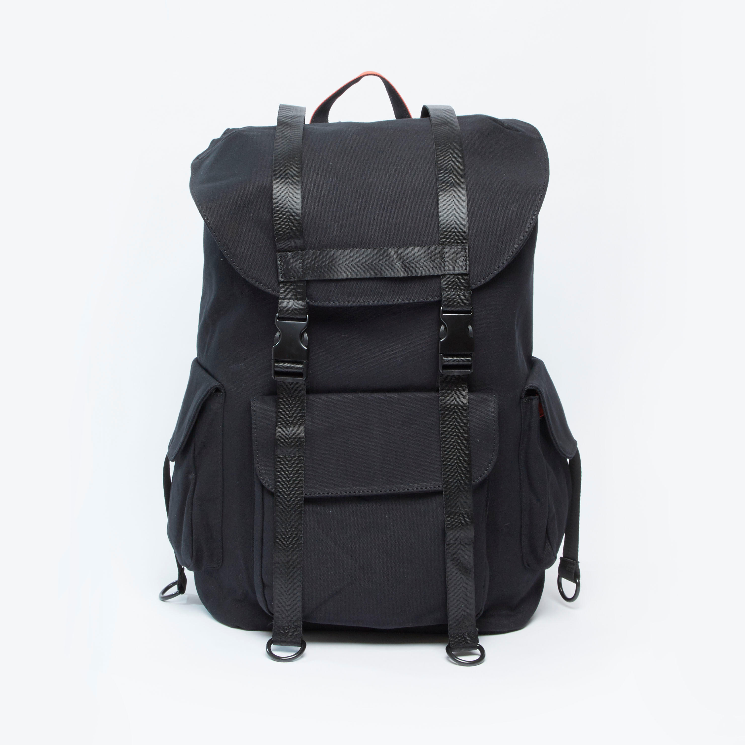 Panelled Backpack with Flap Compartments and Shoulder Straps-men-bags-image-1