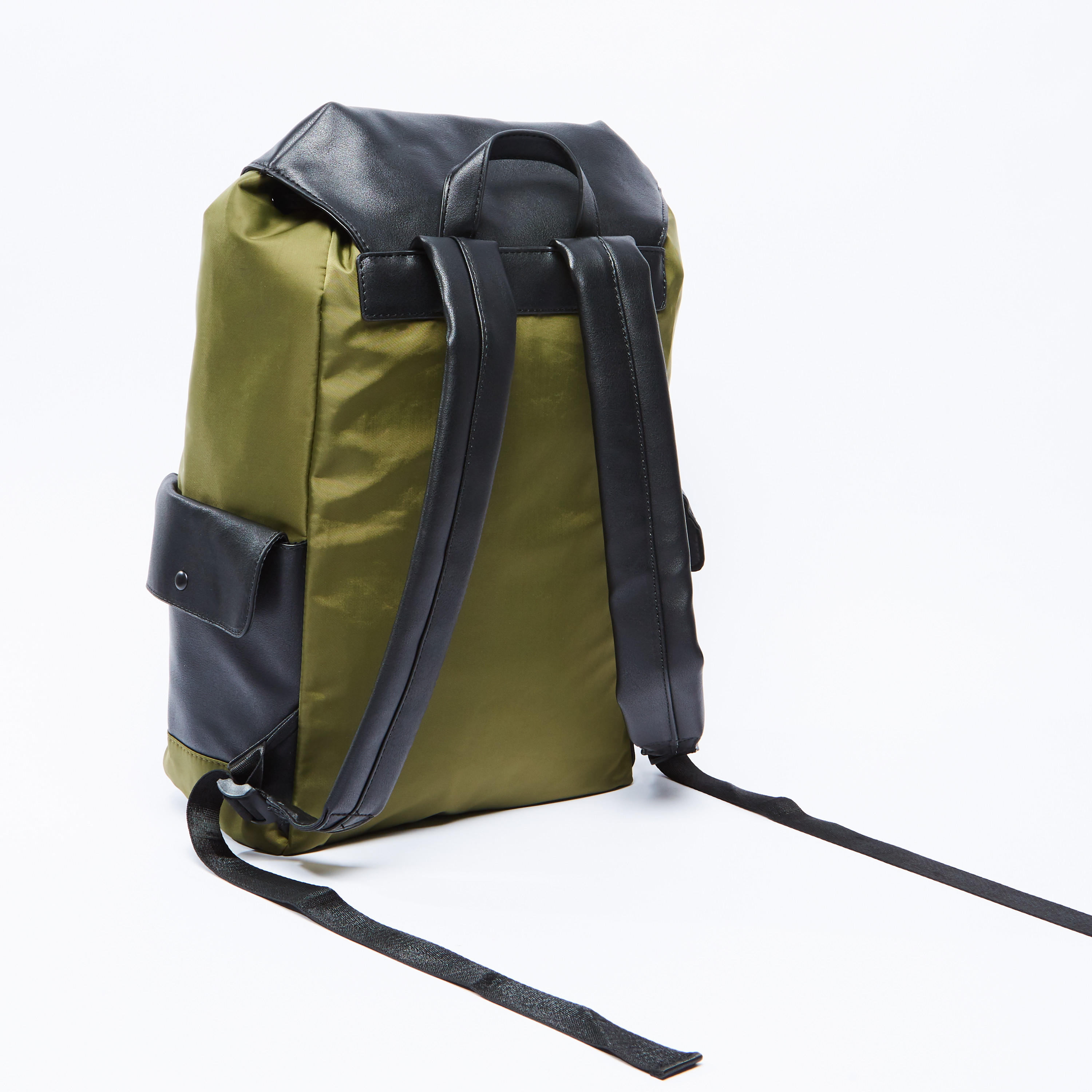 Plain Backpack with Adjustable Straps and Buckle Closure-men-bags-image-4