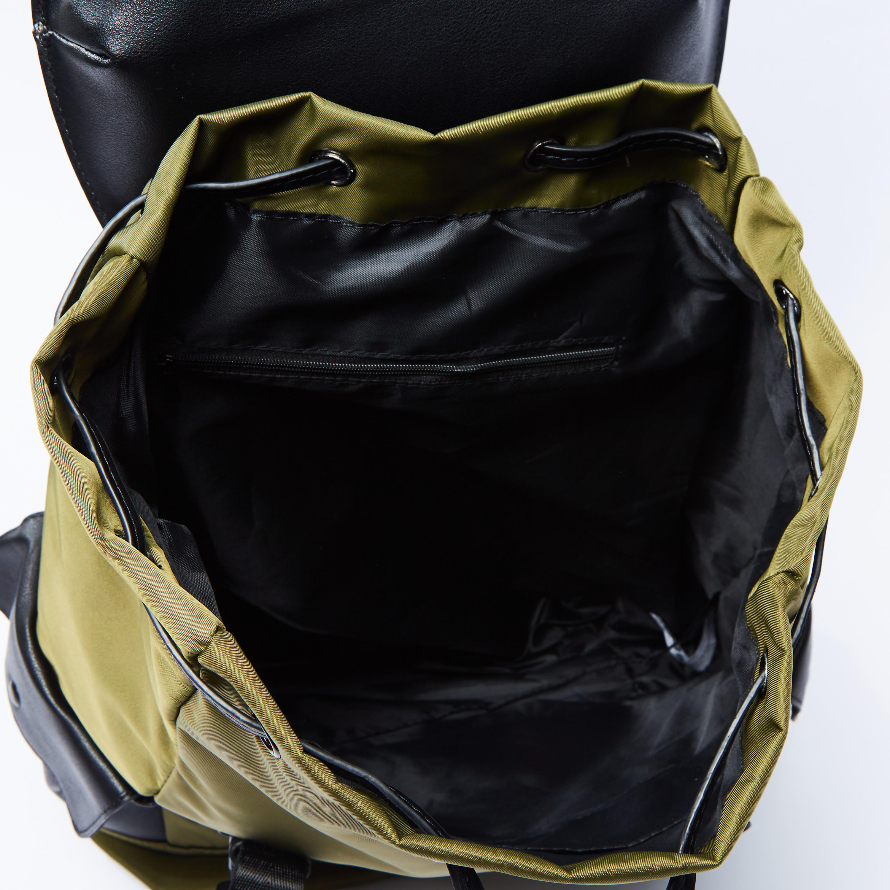 Plain Backpack with Adjustable Straps and Buckle Closure-men-bags-image-5