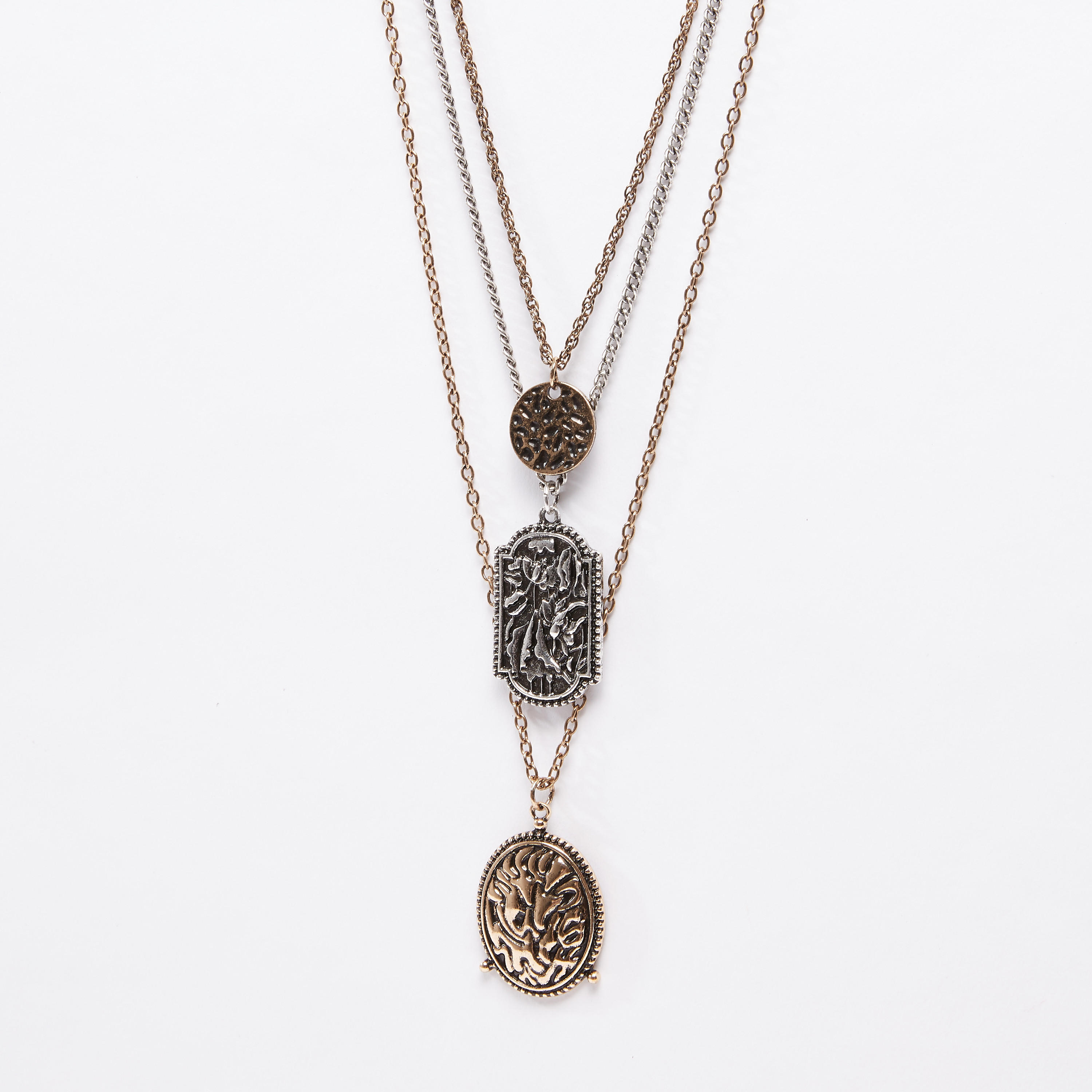 عقد بدلّاية ميتاليك متعدد الطبقات بمشبك إغلاق-men-watchesandjewellery-necklacesandpendants-image-3