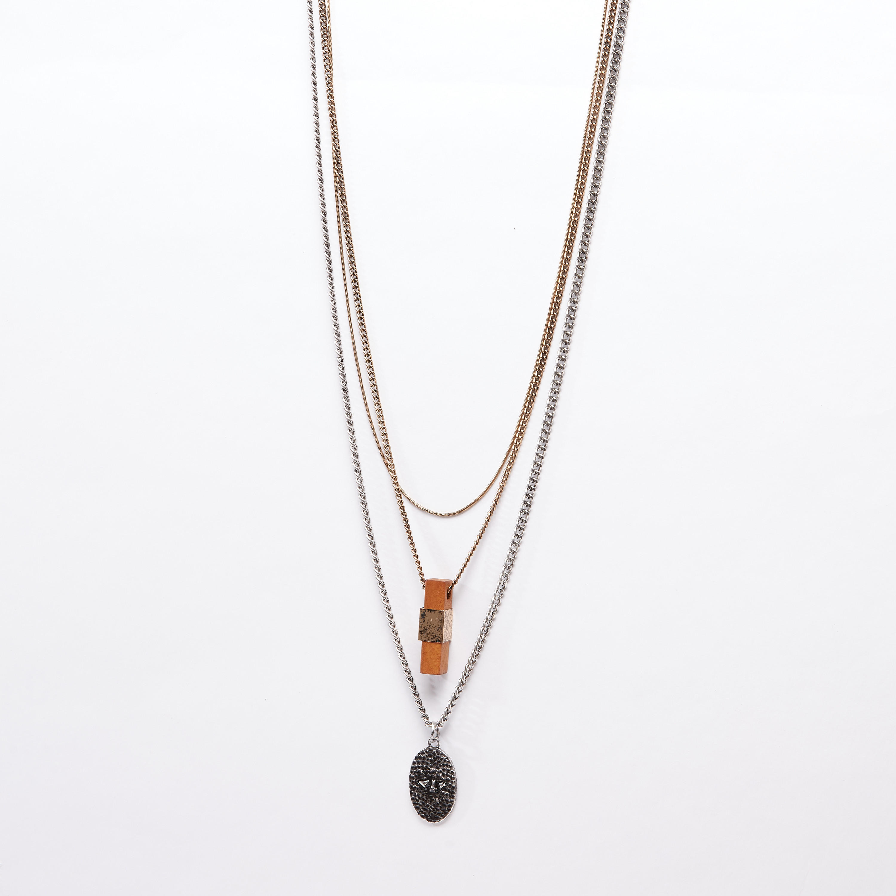عقد بدلّاية ميتاليك متعدد الطبقات بمشبك إغلاق-men-watchesandjewellery-necklacesandpendants-image-1