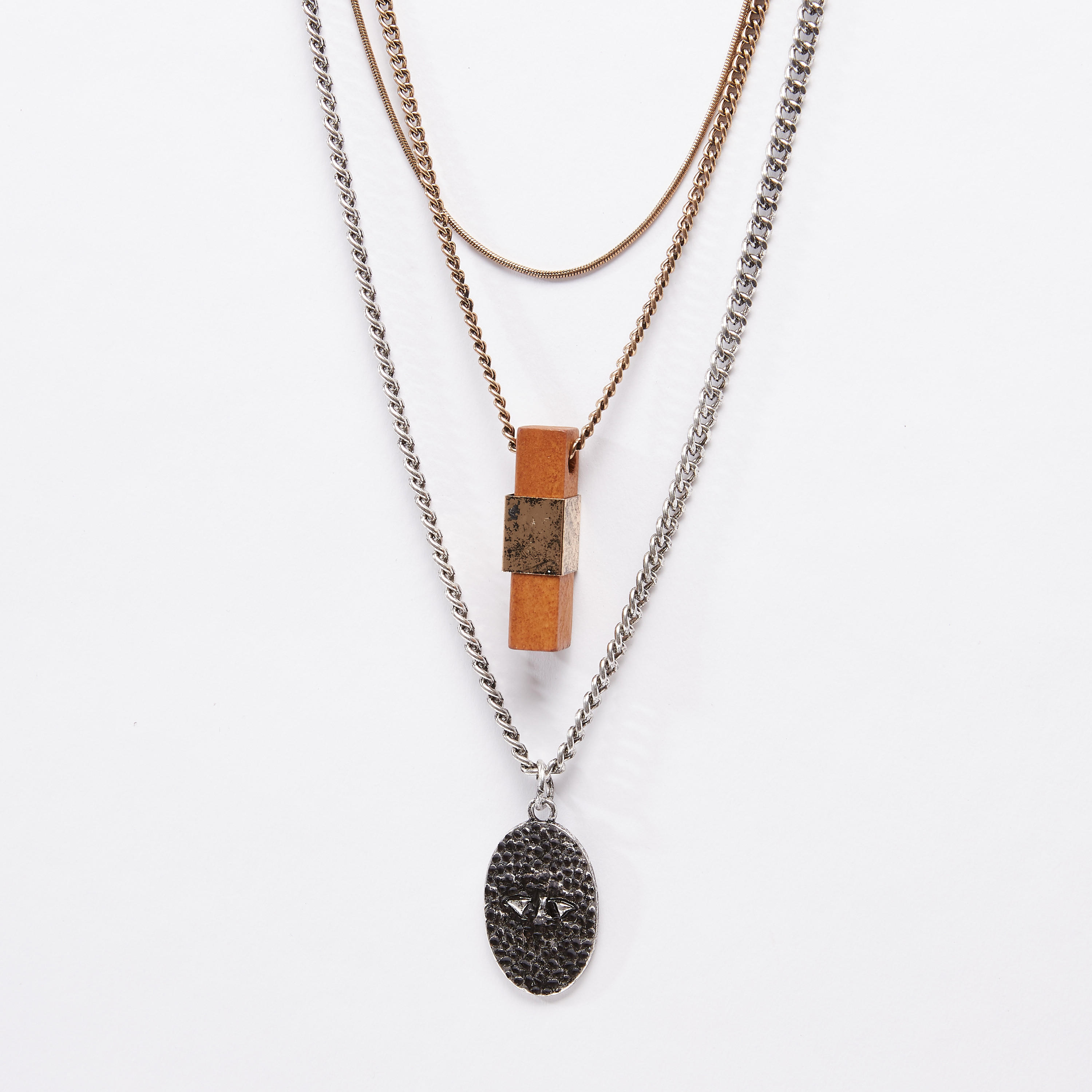 عقد بدلّاية ميتاليك متعدد الطبقات بمشبك إغلاق-men-watchesandjewellery-necklacesandpendants-image-3