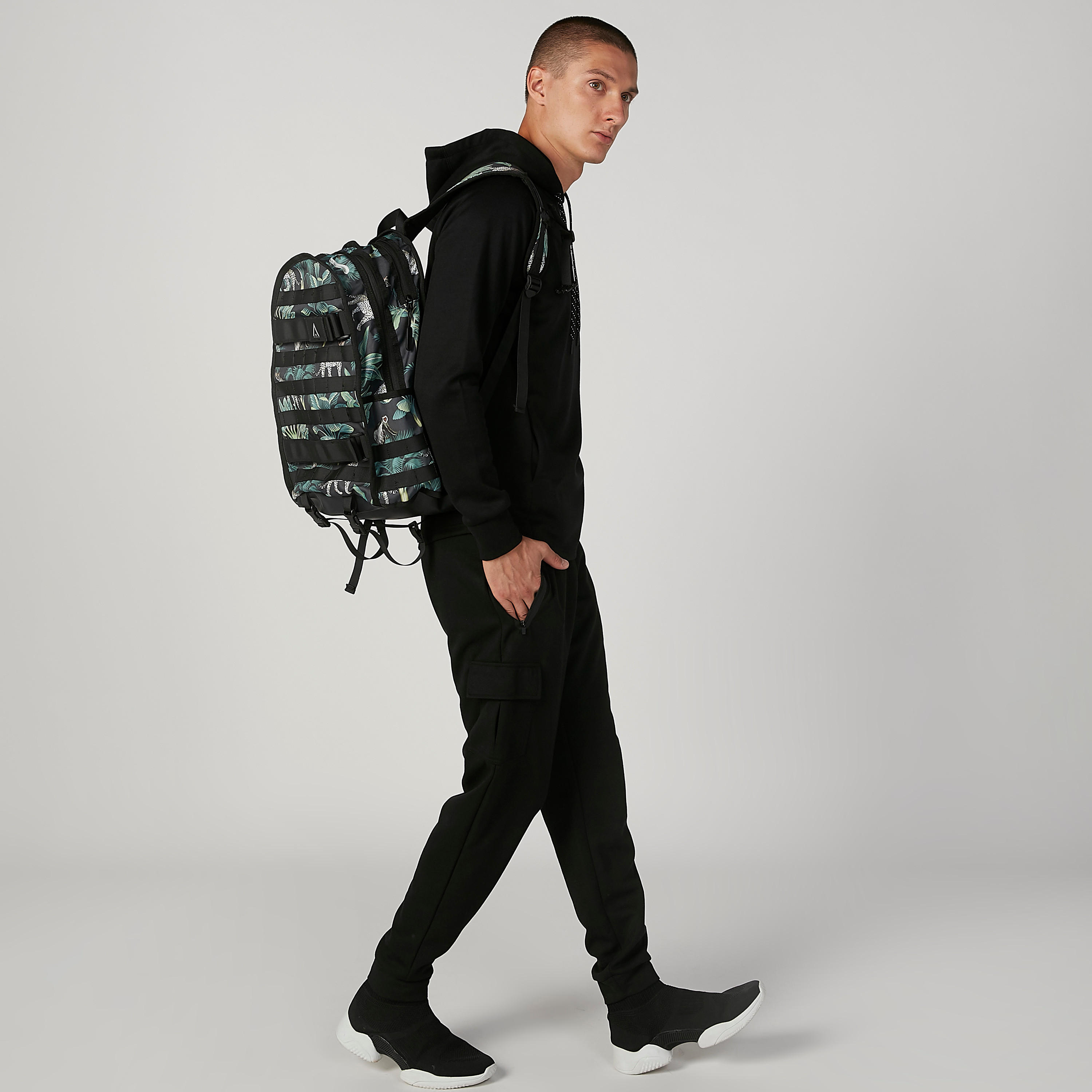 Floral Printed Backpack with Adjustable Straps and Top Handle-men-bags-image-2