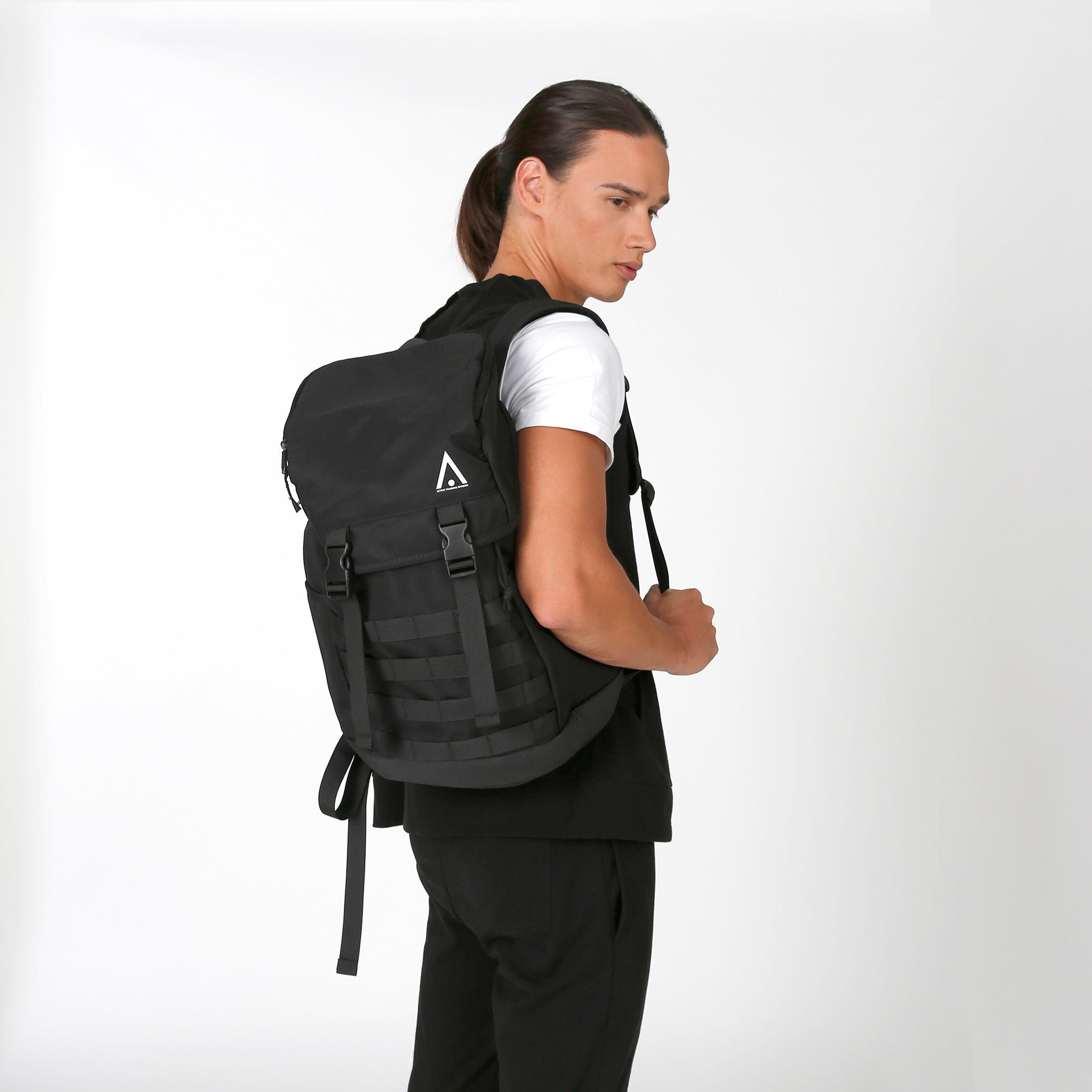 Plain Backpack with Adjustable Straps and Buckle Closure-men-bags-image-2
