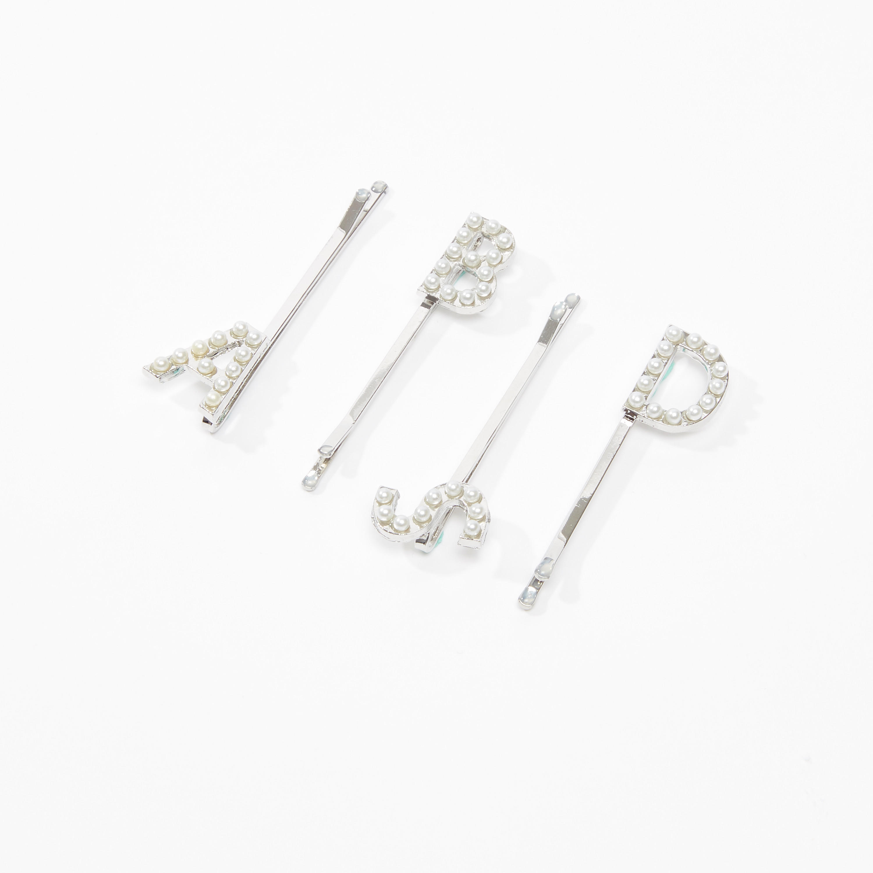 دبابيس شعر أحرف إنجليزية بتفاصيل لؤلؤ - طقم من 4 قطع-women-hairaccessories-image-1