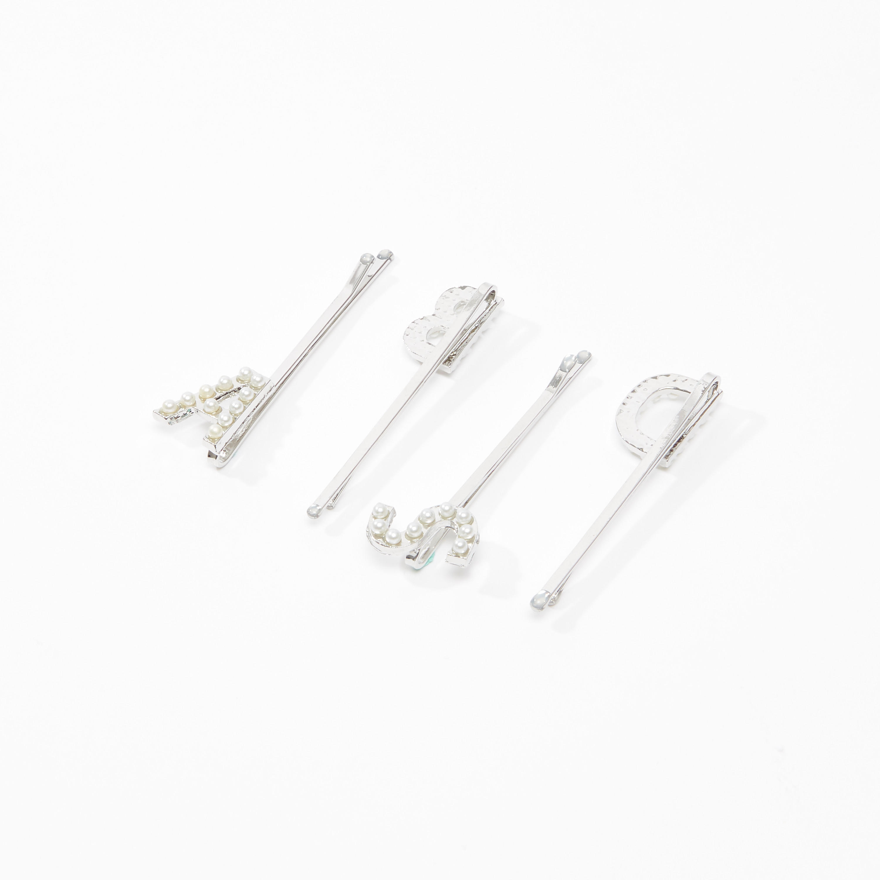 دبابيس شعر أحرف إنجليزية بتفاصيل لؤلؤ - طقم من 4 قطع-women-hairaccessories-image-3
