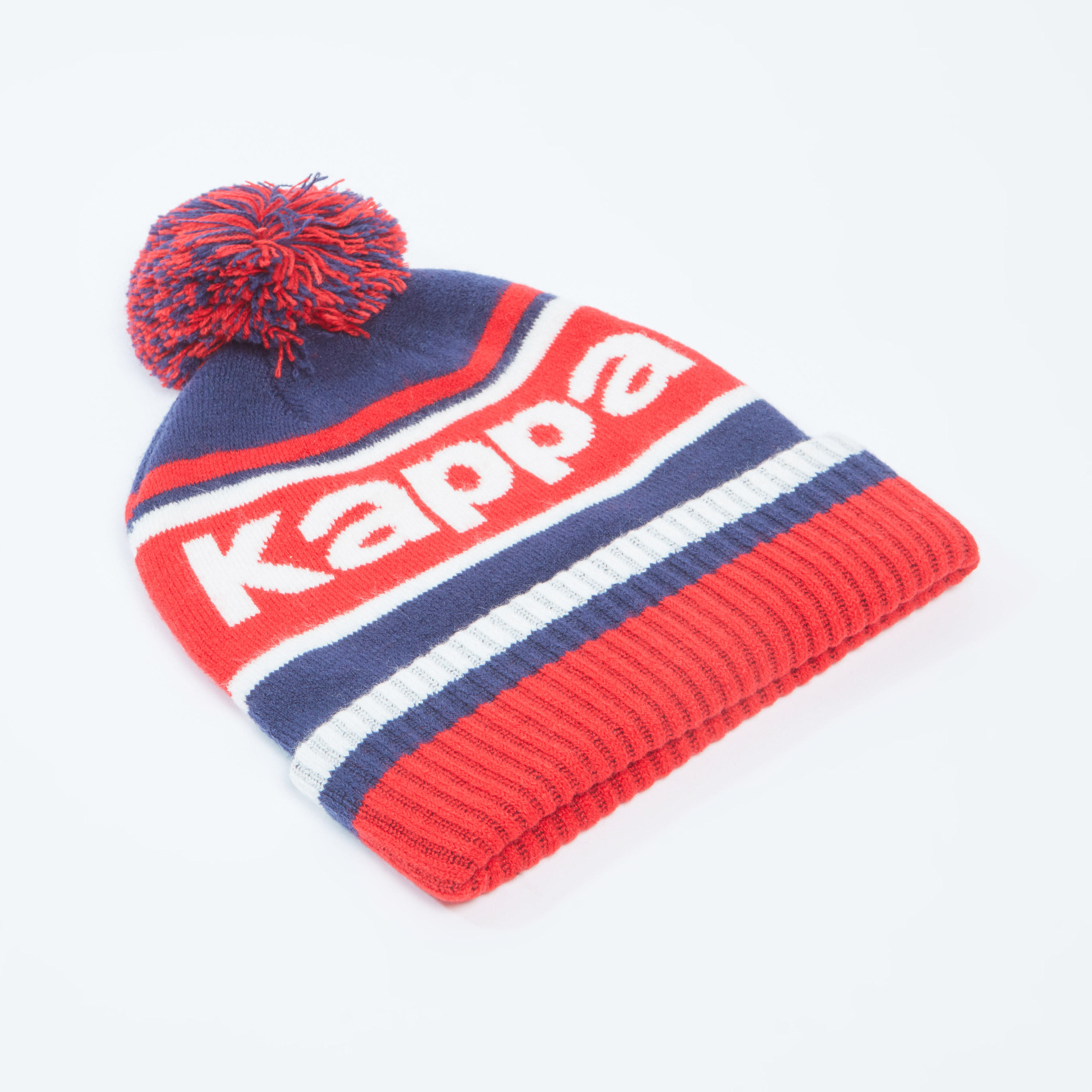 Kappa Printed Beanie Cap with Pom-Pom Detail-men-caps-image-1