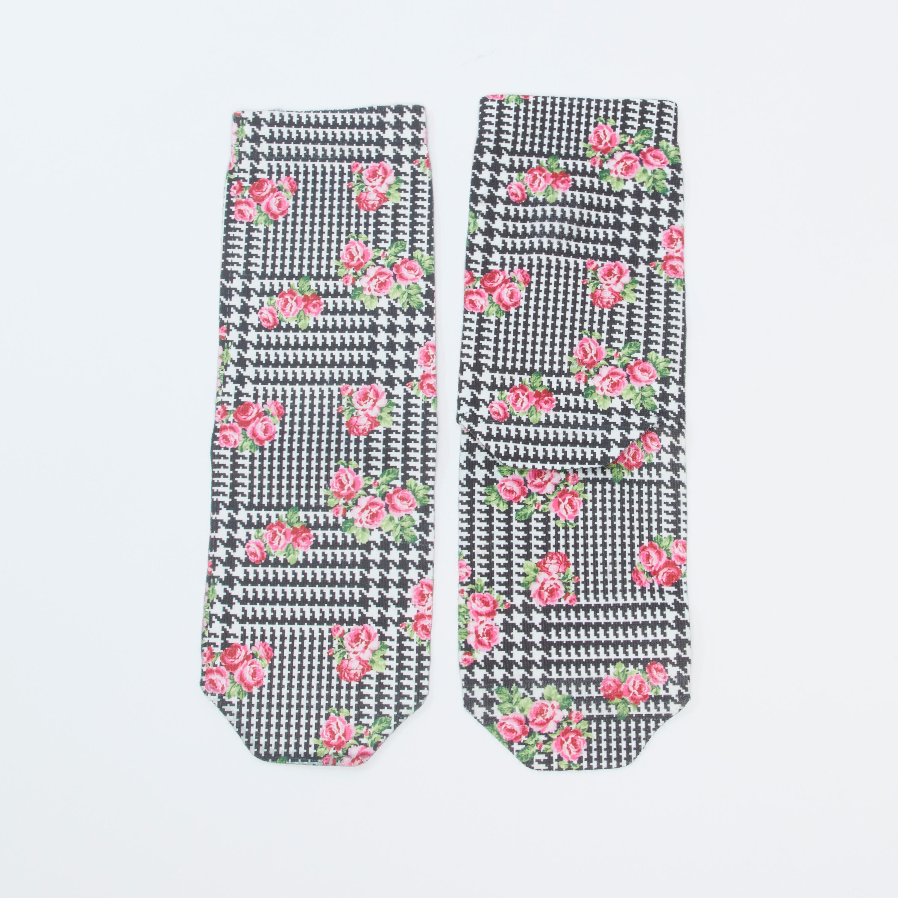 Floral Printed Ankle Length Socks with Cuffed Hem-women-socksandstockings-image-3