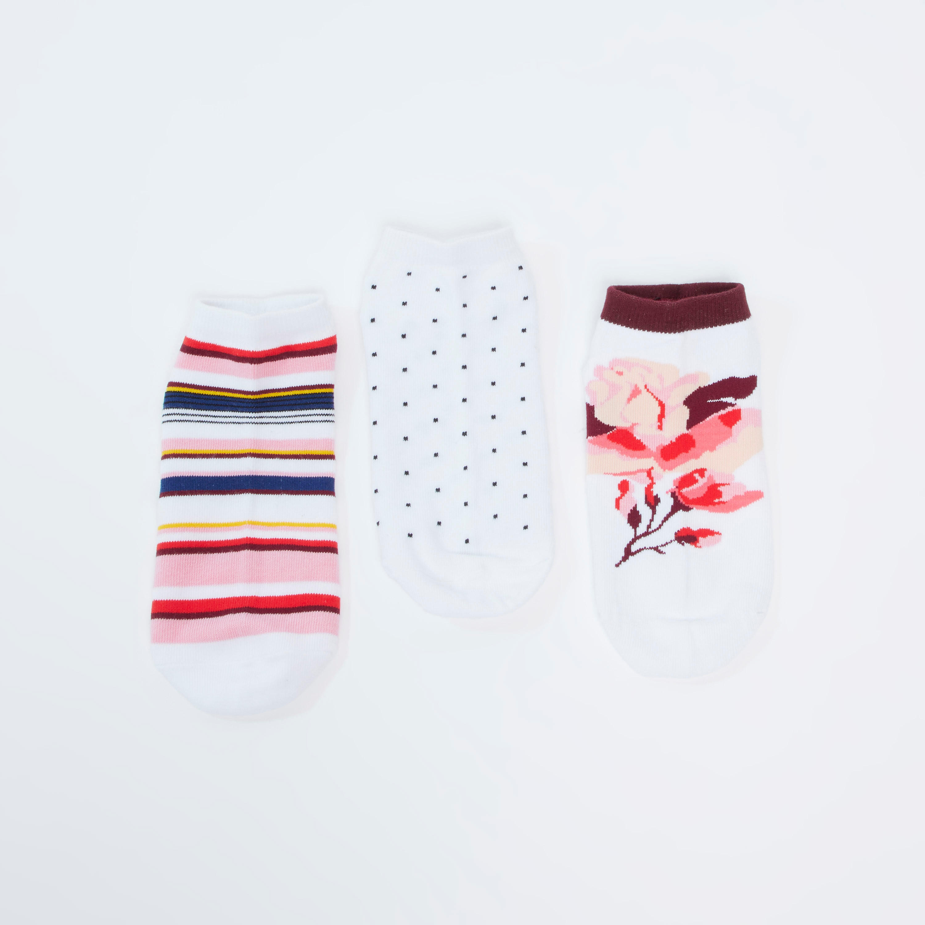 جوارب بطول الكاحل بحوّاف مطّاطية وطبعات - طقم من 3 أزواج-women-socksandstockings-image-3