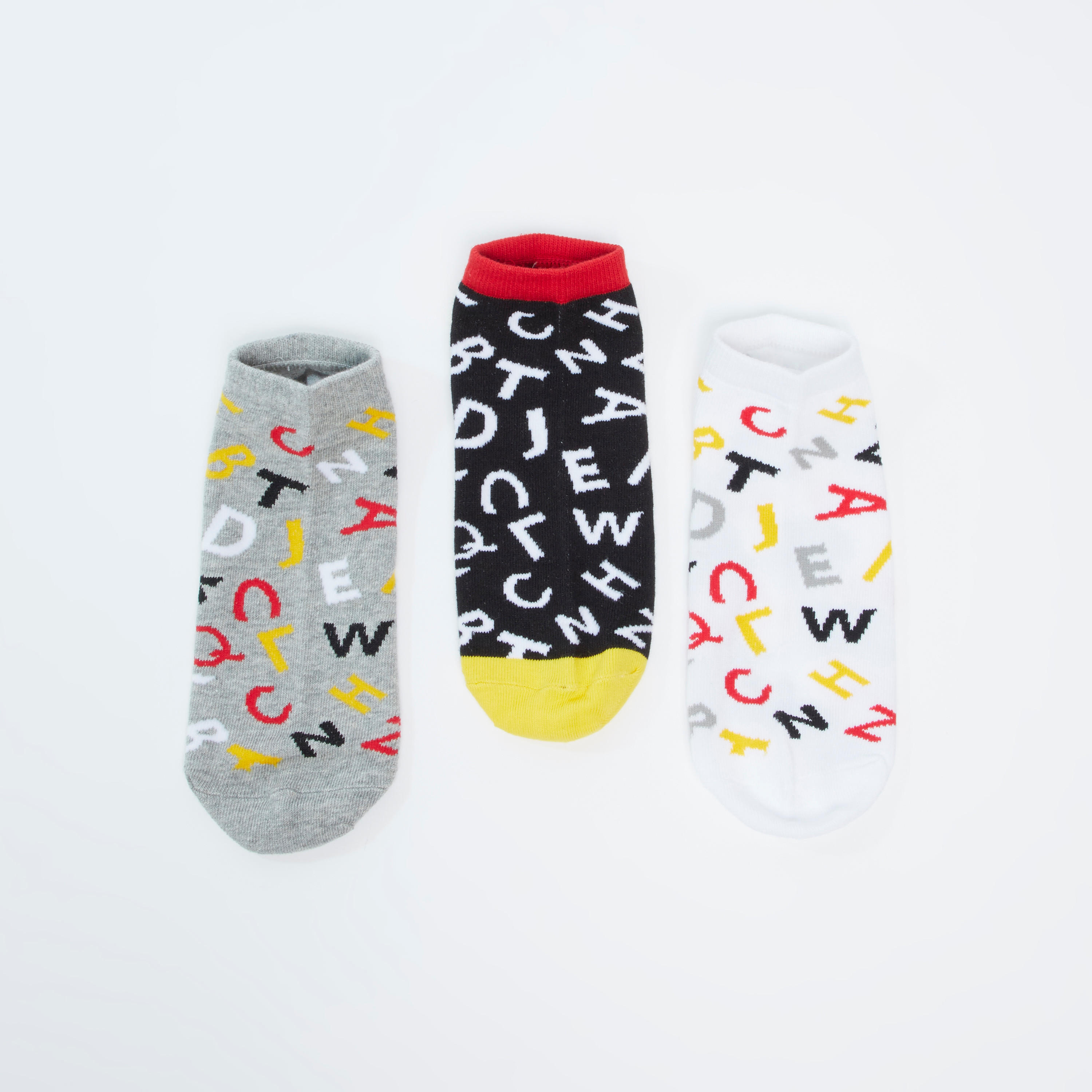 جوارب بطول الكاحل بحوّاف أساور وطبعات - طقم من 3 أزواج-women-socksandstockings-image-3