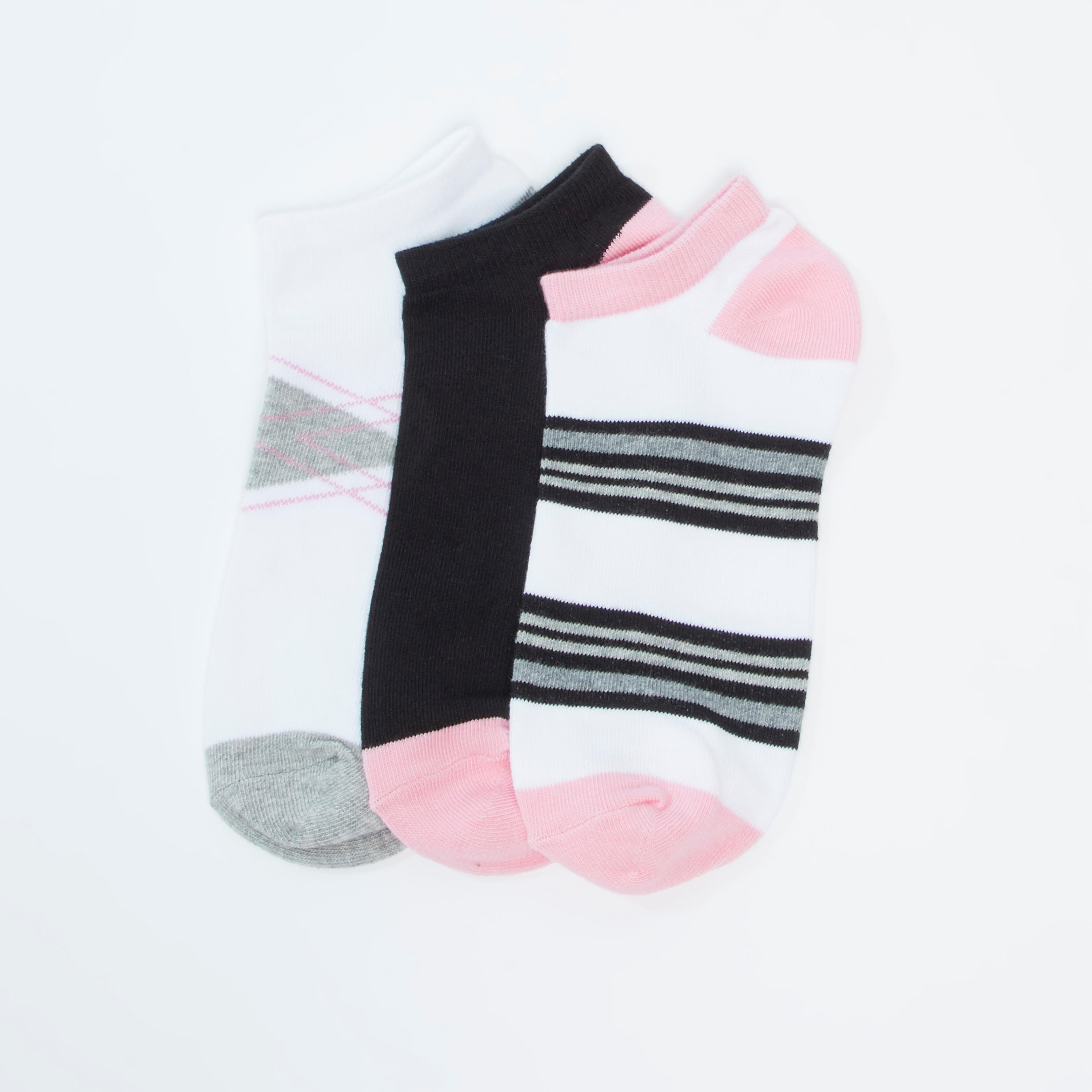 جوارب متنوعة بطول الكاحل بحواف مطّاطية - طقم من 3 أزواج-women-socksandstockings-image-1