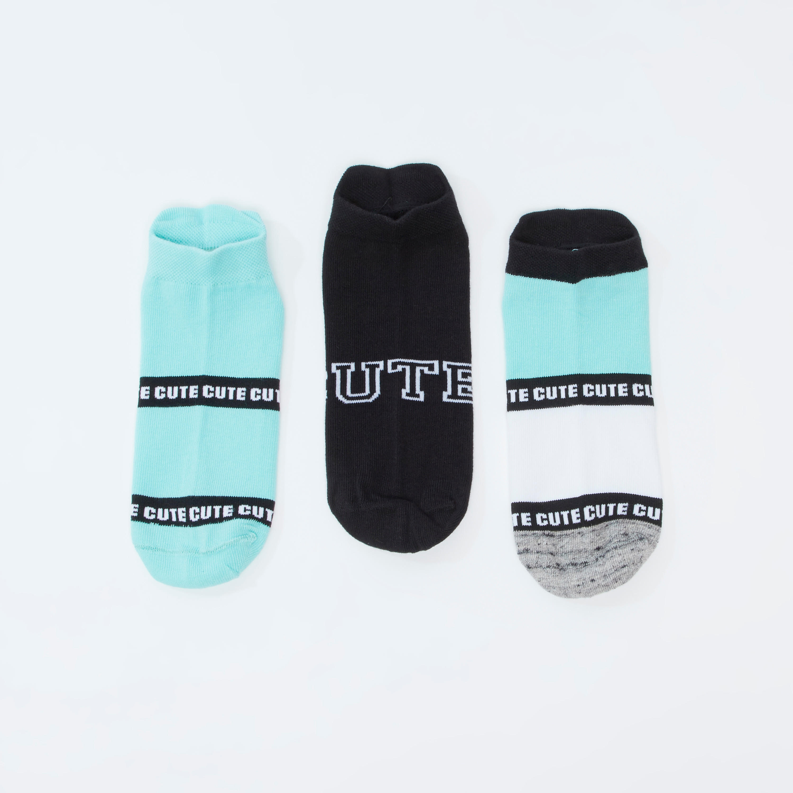 جوارب بطول الكاحل بحوّاف أساور وطبعات - طقم من 3 أزواج-women-socksandstockings-image-3