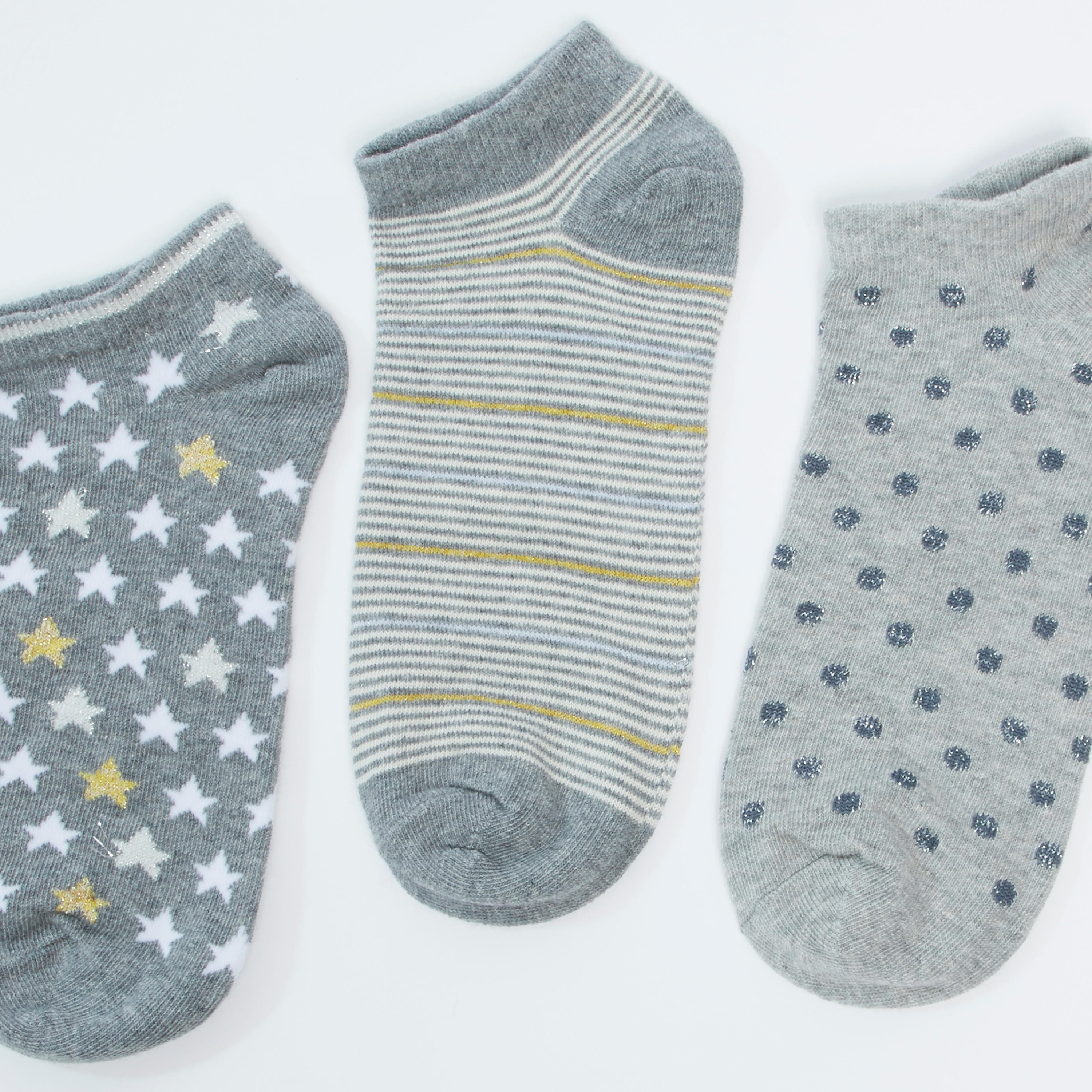 Set of 3 - Printed Ankle Length Socks with Cuffed Hem-women-socksandstockings-image-2