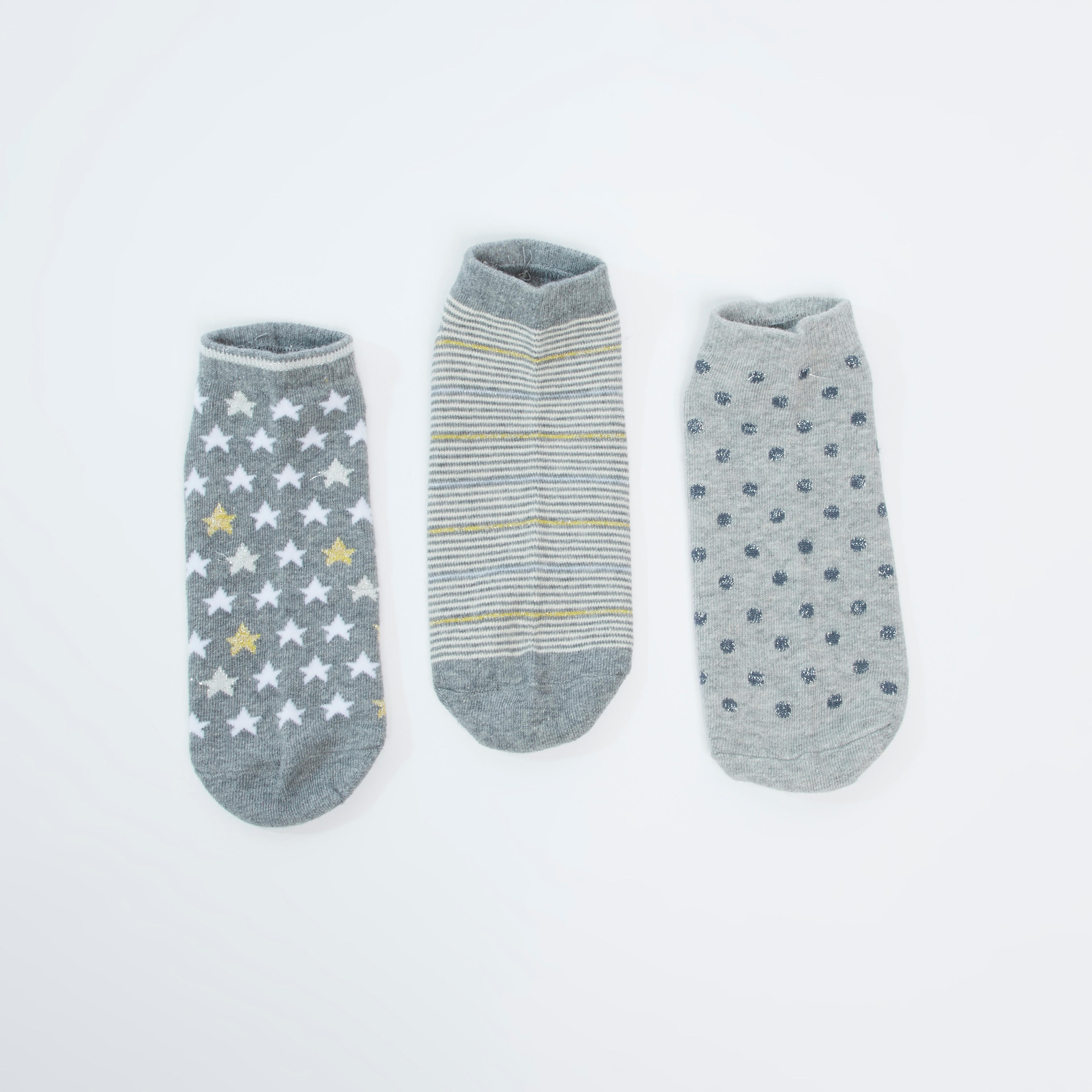 Set of 3 - Printed Ankle Length Socks with Cuffed Hem-women-socksandstockings-image-3