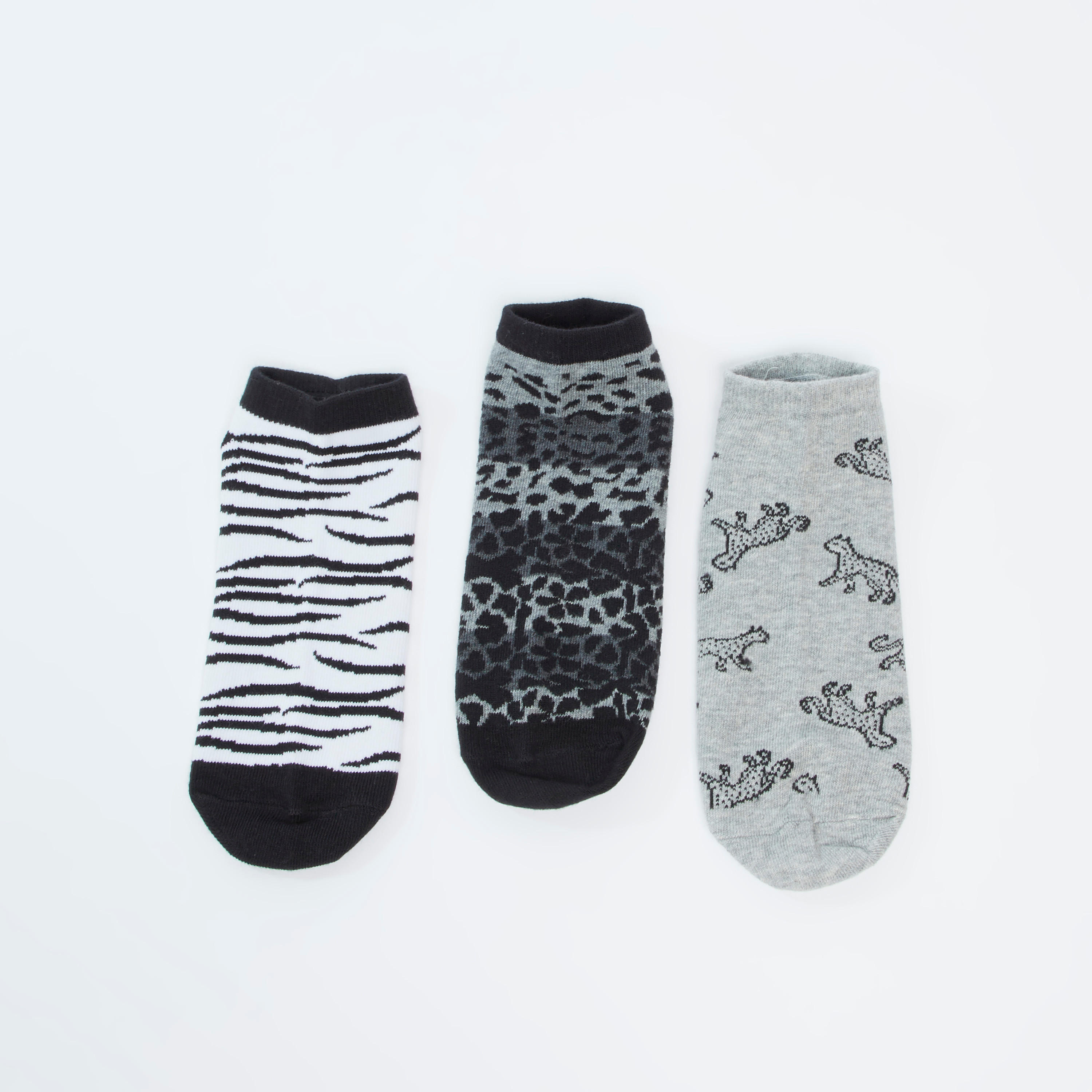 جوارب بطول الكاحل بحواف مطّاطية وطبعات - طقم من 3 أزواج-women-socksandstockings-image-3