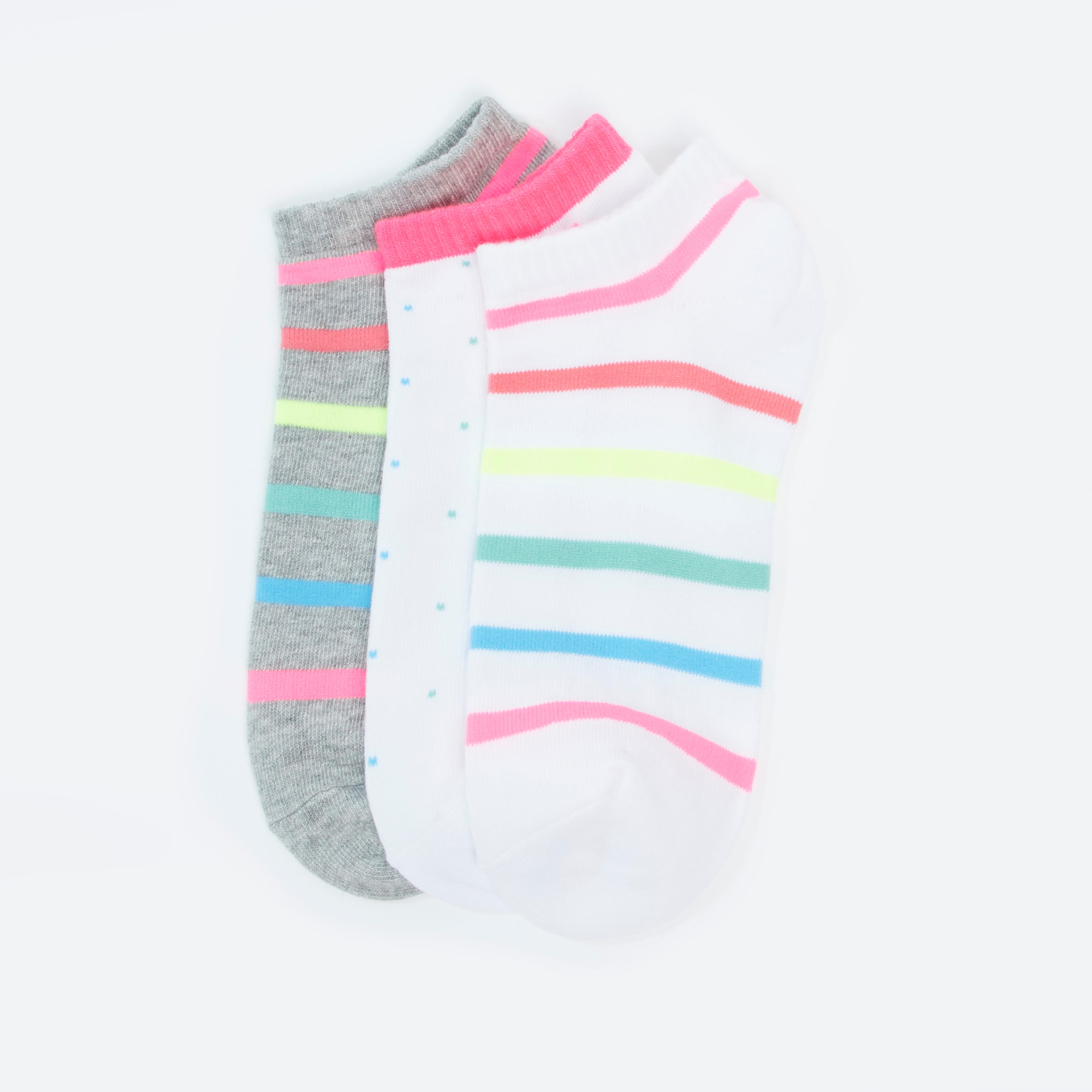 جوارب بطول الكاحل بحوّاف أساور وطبعات - طقم من 3 أزواج-women-socksandstockings-image-1